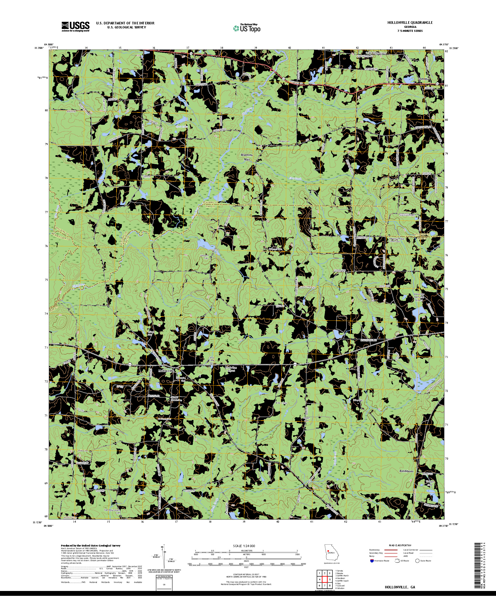 US TOPO 7.5-MINUTE MAP FOR HOLLONVILLE, GA
