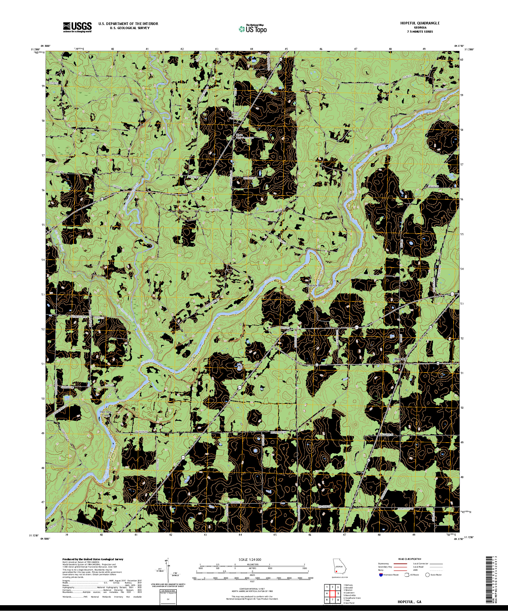 US TOPO 7.5-MINUTE MAP FOR HOPEFUL, GA