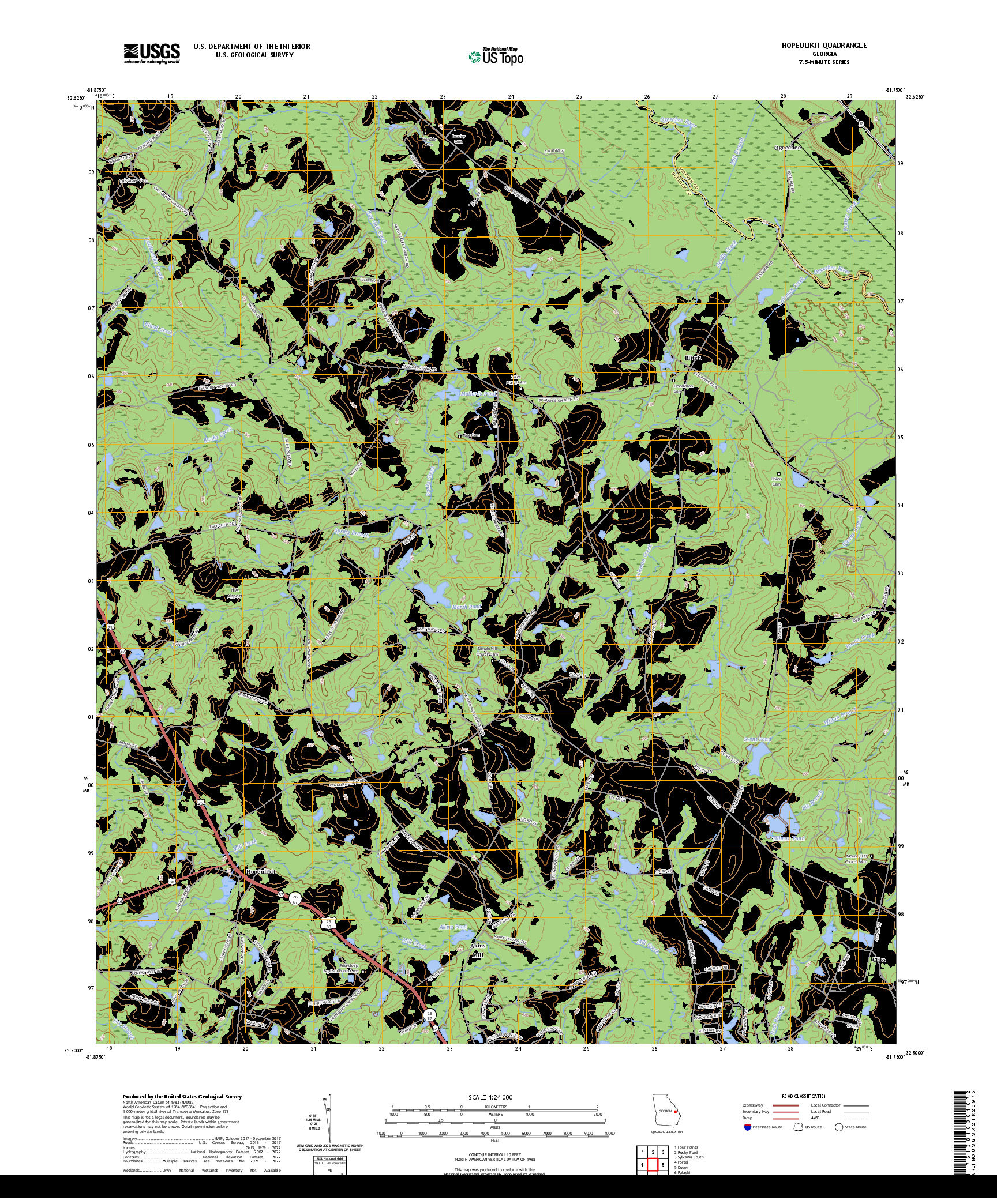 US TOPO 7.5-MINUTE MAP FOR HOPEULIKIT, GA