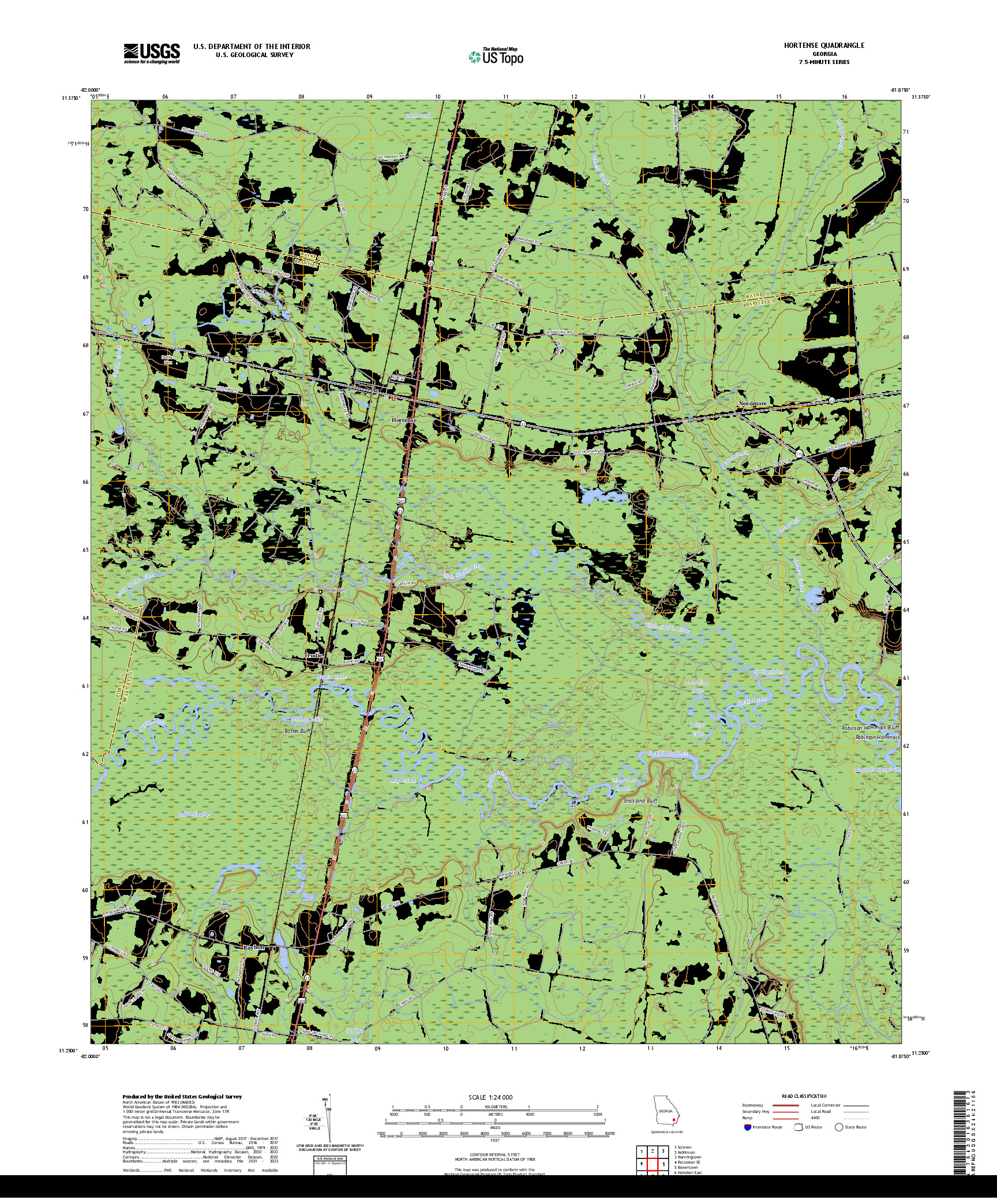 US TOPO 7.5-MINUTE MAP FOR HORTENSE, GA