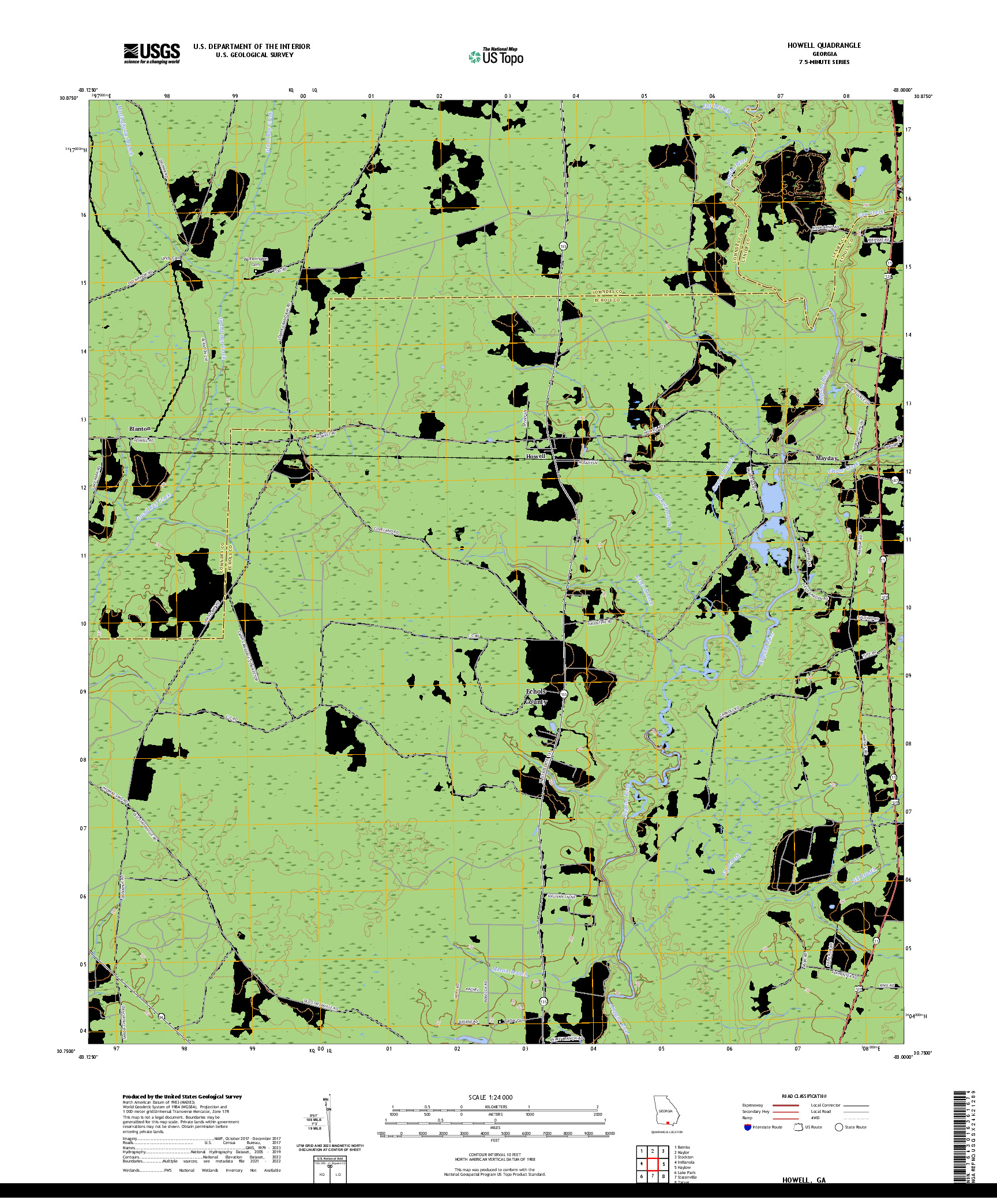 US TOPO 7.5-MINUTE MAP FOR HOWELL, GA