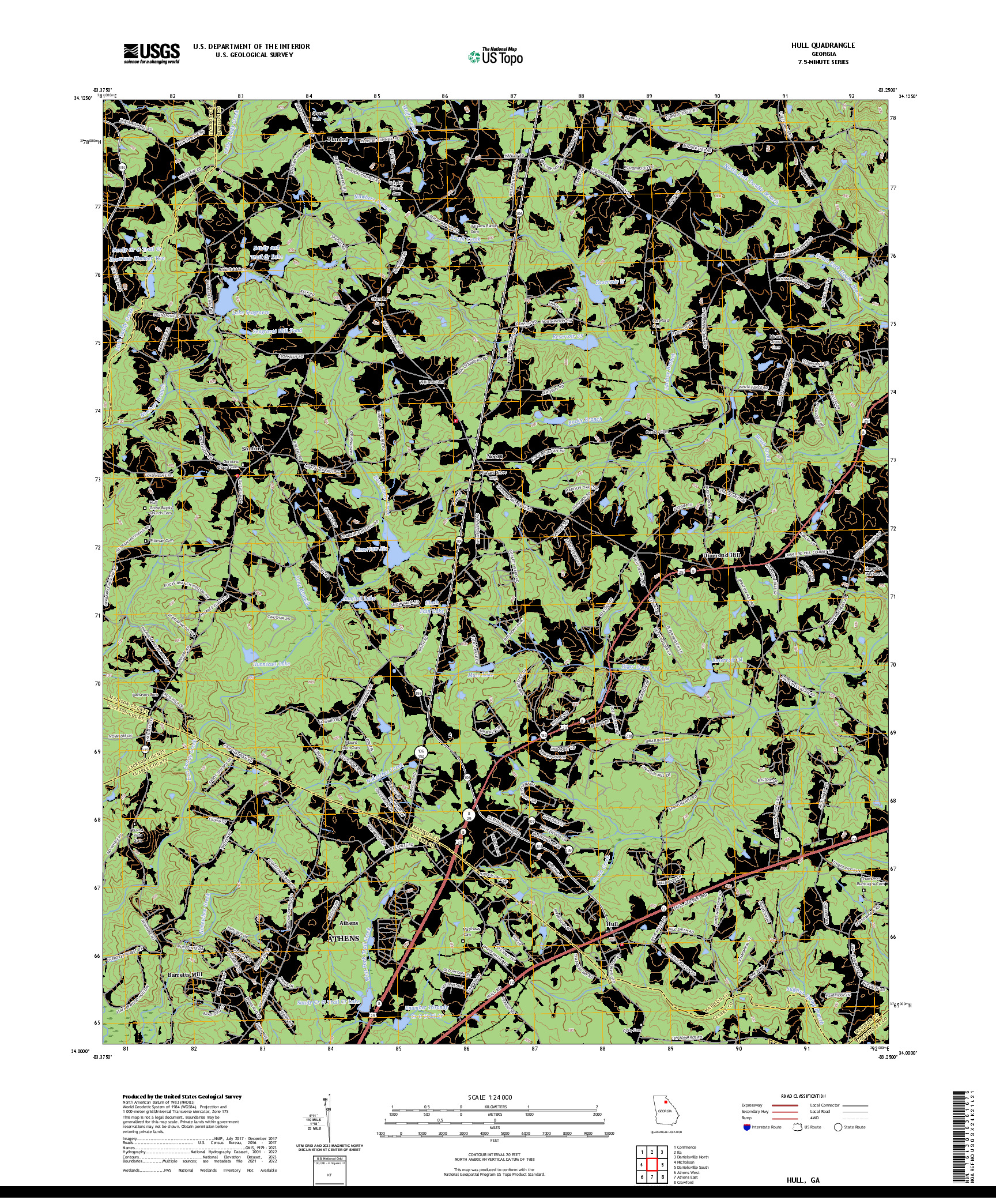 US TOPO 7.5-MINUTE MAP FOR HULL, GA