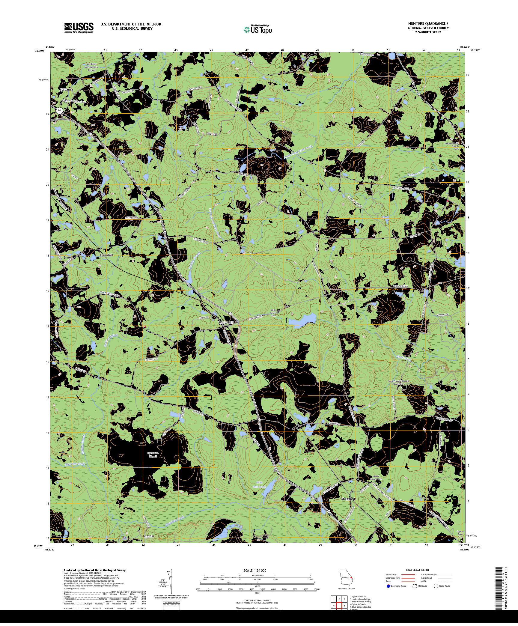 US TOPO 7.5-MINUTE MAP FOR HUNTERS, GA