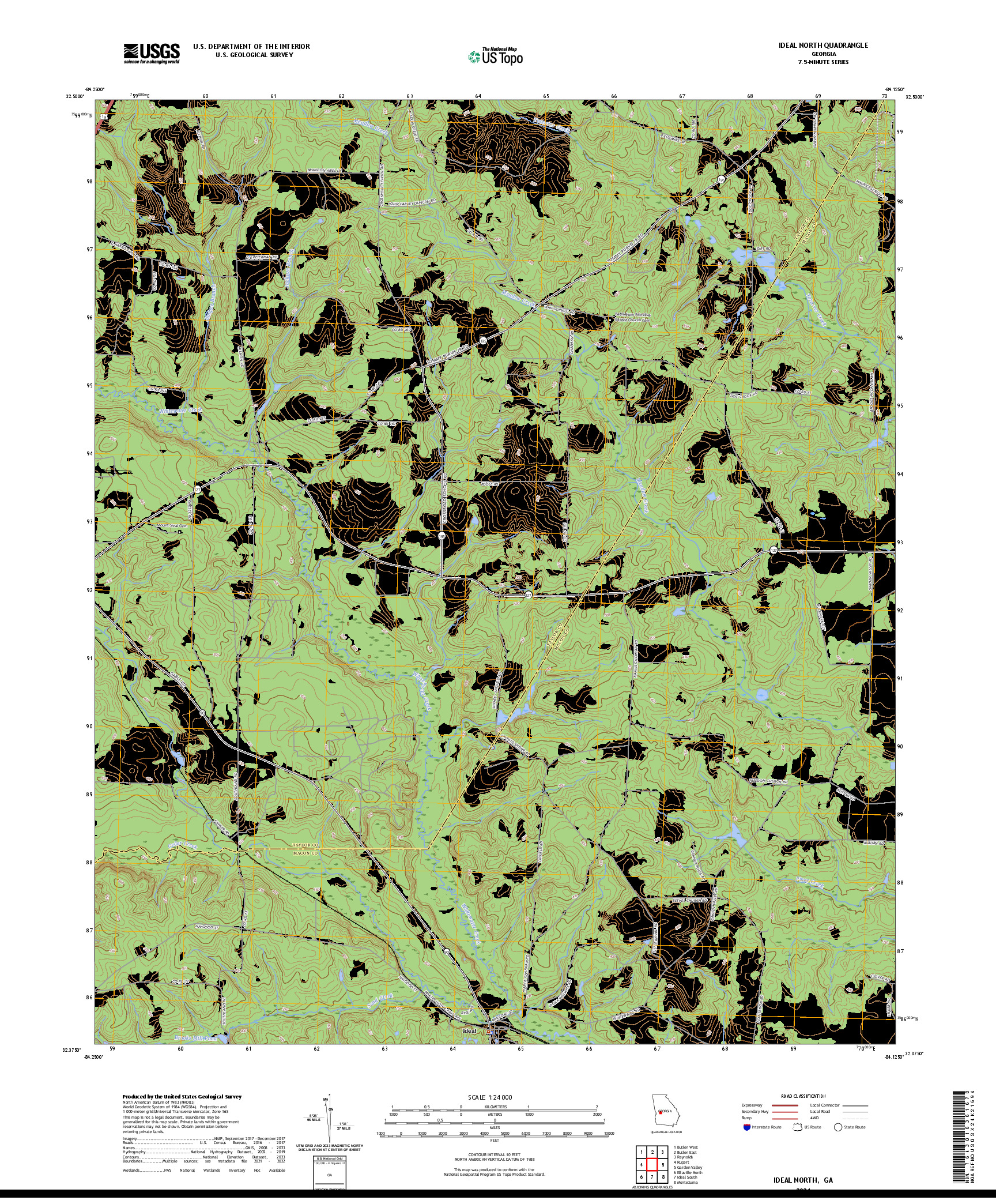 US TOPO 7.5-MINUTE MAP FOR IDEAL NORTH, GA