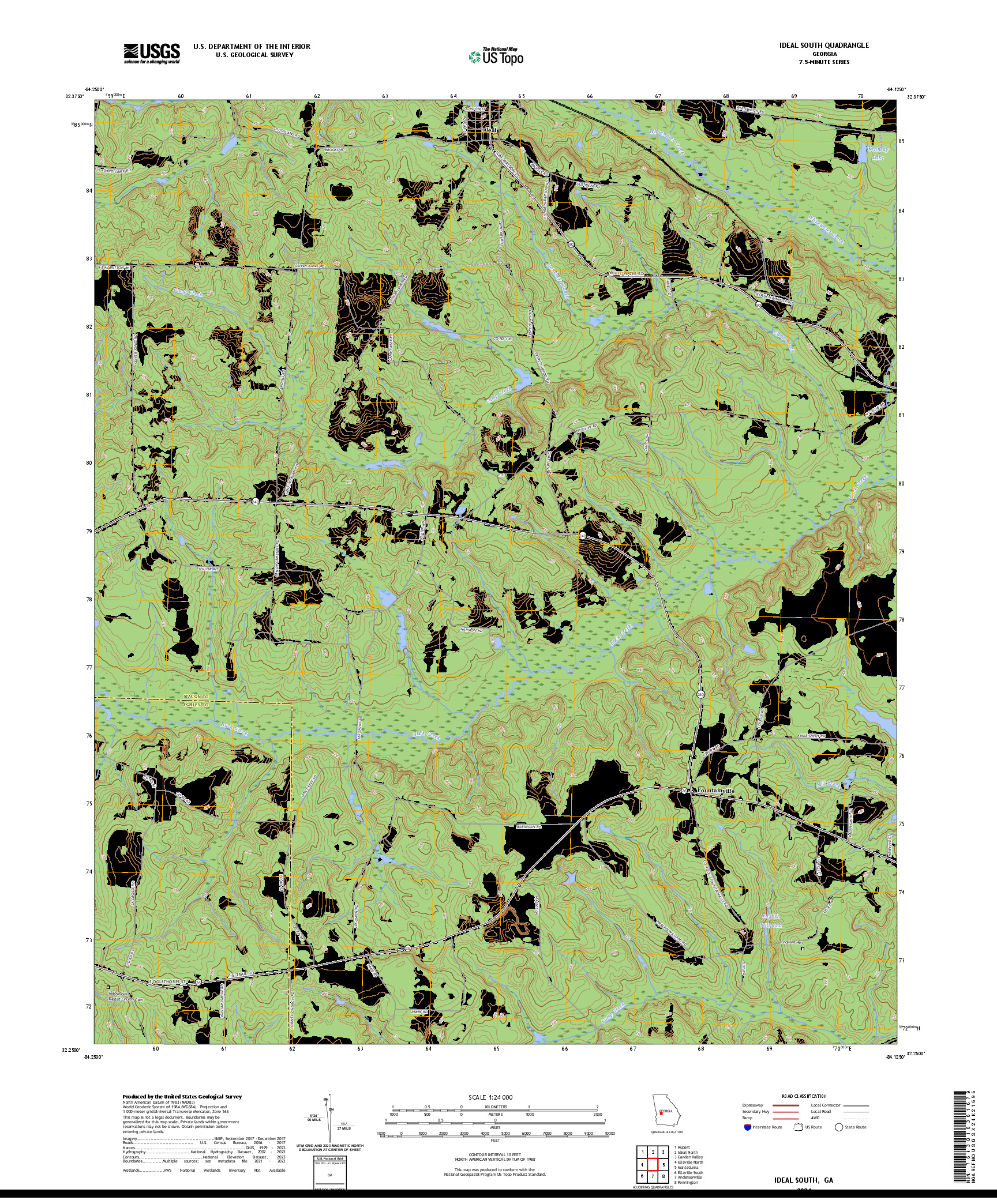 US TOPO 7.5-MINUTE MAP FOR IDEAL SOUTH, GA