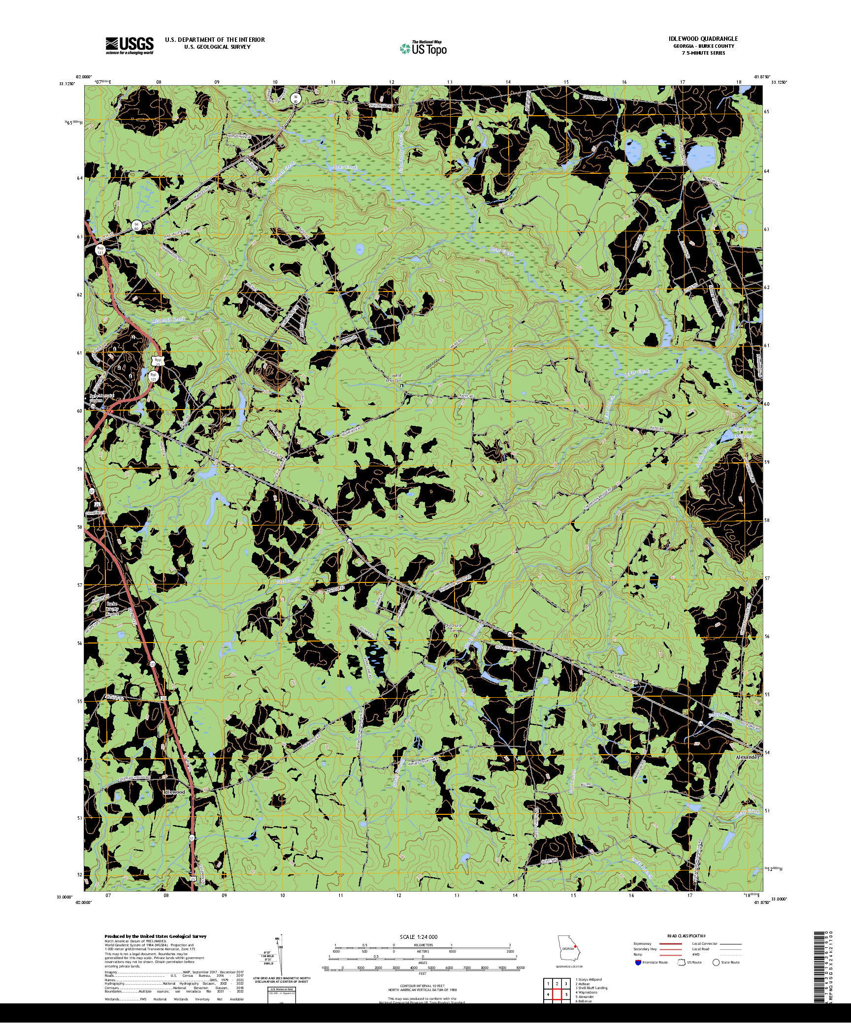 US TOPO 7.5-MINUTE MAP FOR IDLEWOOD, GA