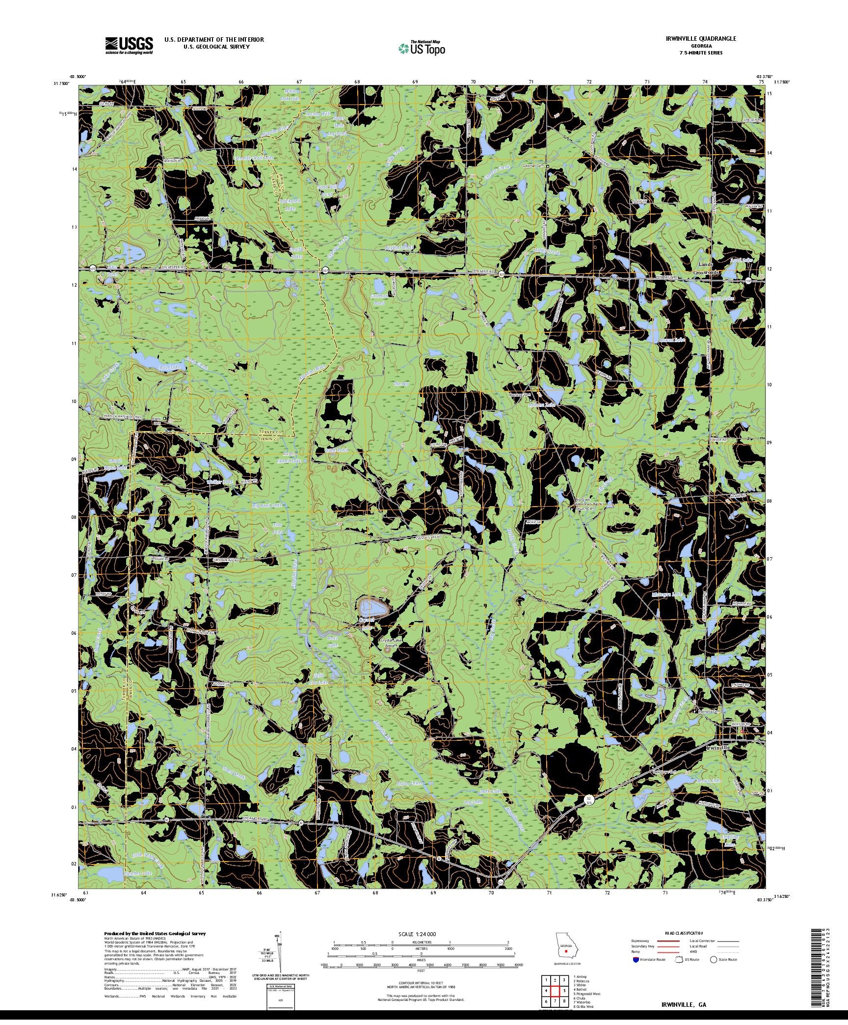US TOPO 7.5-MINUTE MAP FOR IRWINVILLE, GA