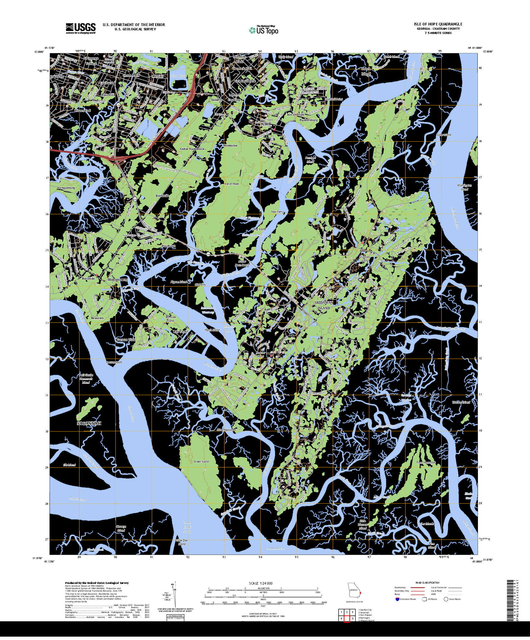 US TOPO 7.5-MINUTE MAP FOR ISLE OF HOPE, GA