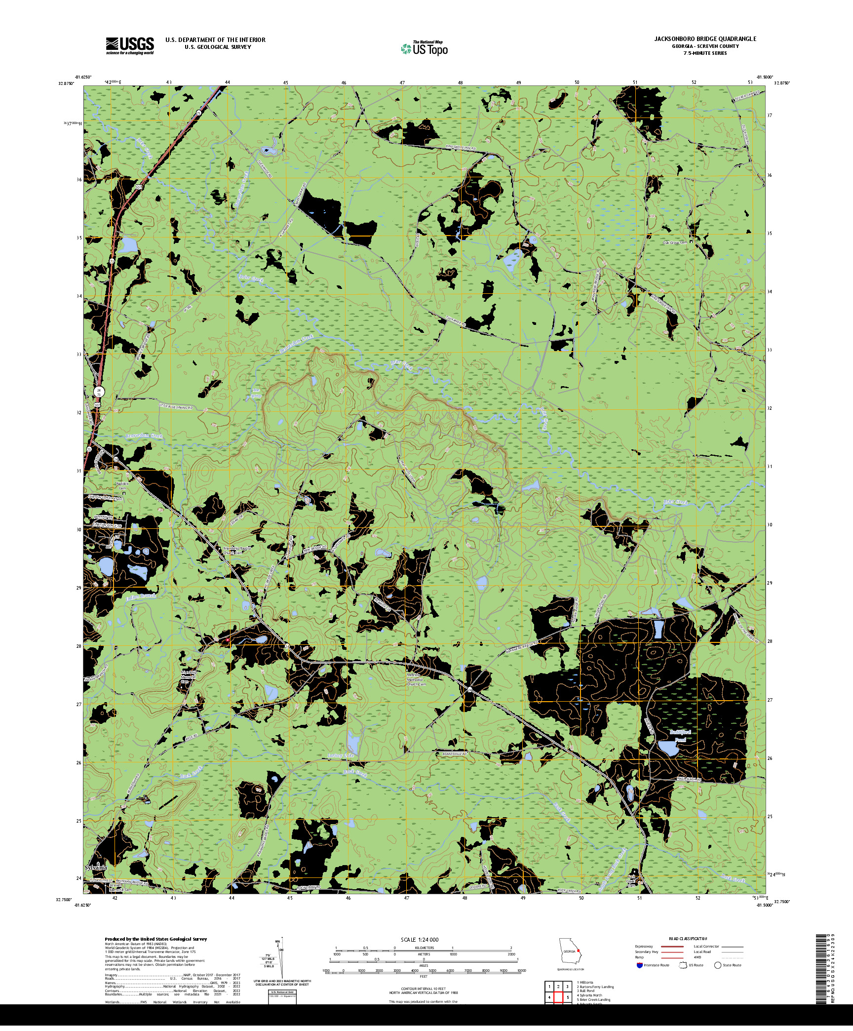 US TOPO 7.5-MINUTE MAP FOR JACKSONBORO BRIDGE, GA