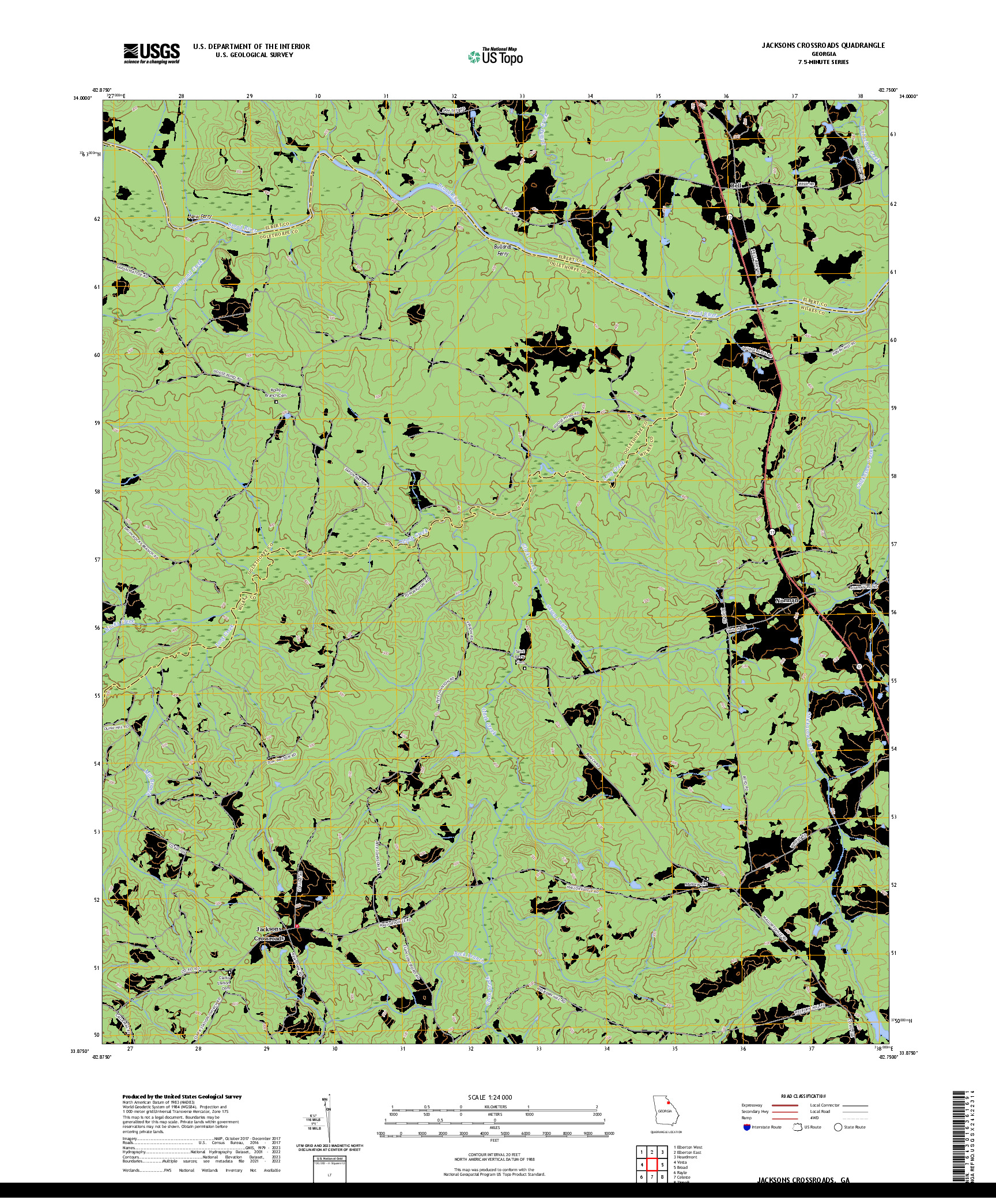 US TOPO 7.5-MINUTE MAP FOR JACKSONS CROSSROADS, GA