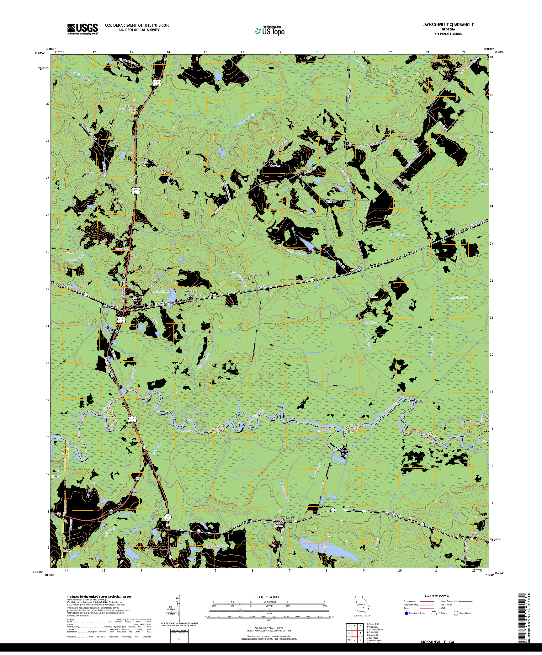 US TOPO 7.5-MINUTE MAP FOR JACKSONVILLE, GA