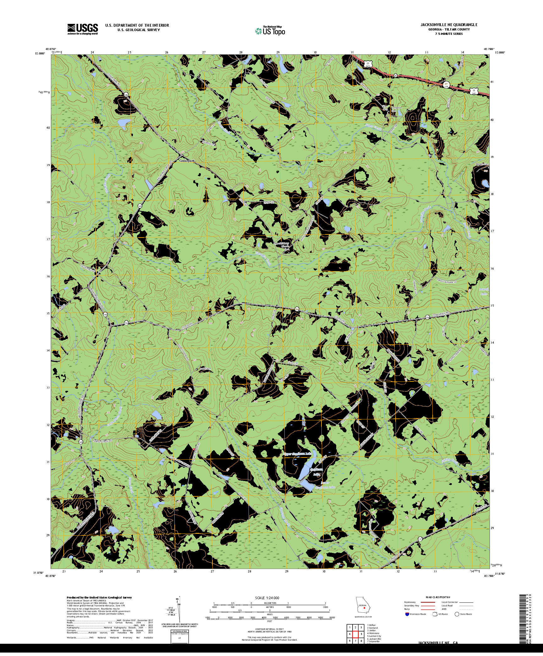 US TOPO 7.5-MINUTE MAP FOR JACKSONVILLE NE, GA