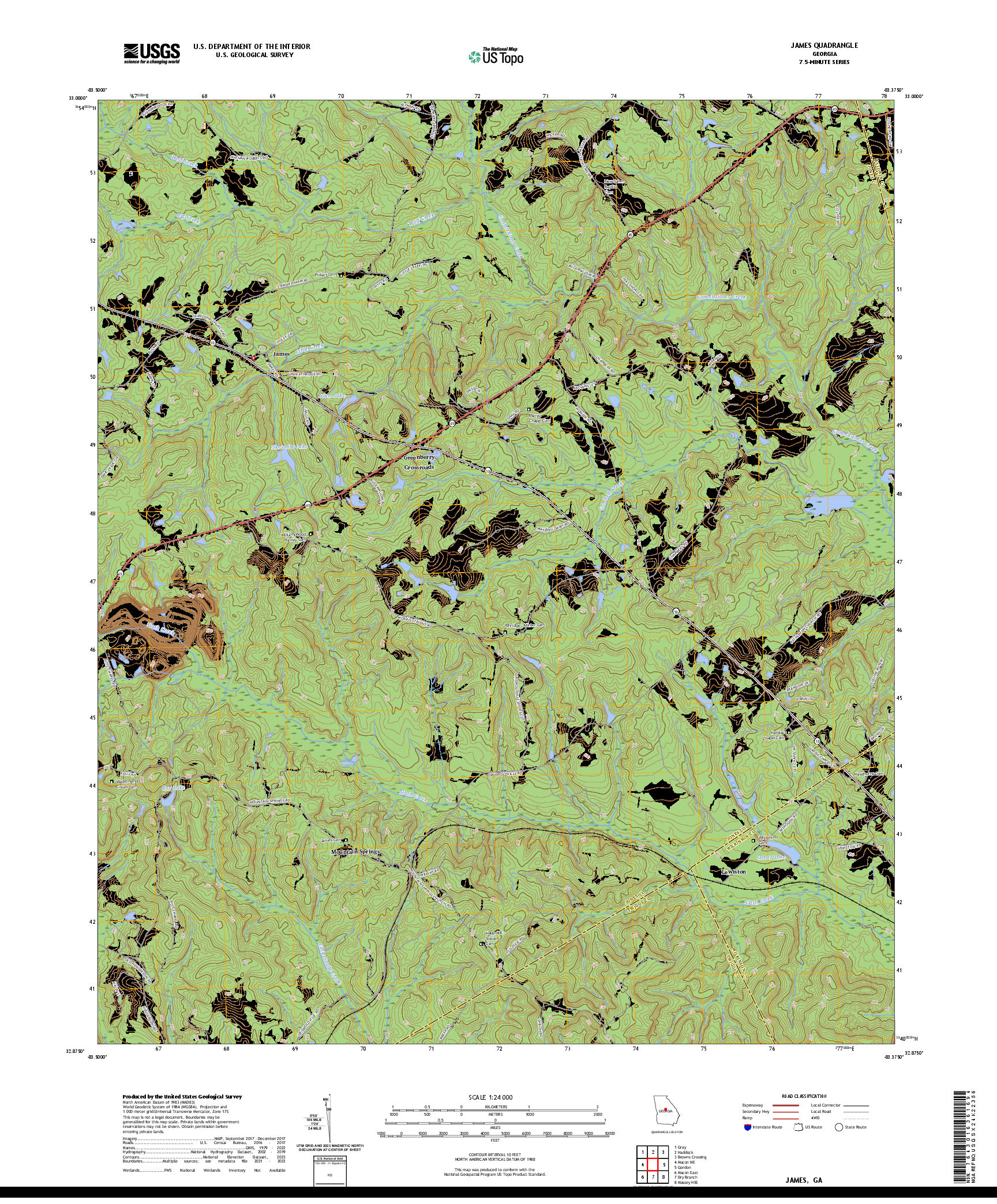 US TOPO 7.5-MINUTE MAP FOR JAMES, GA