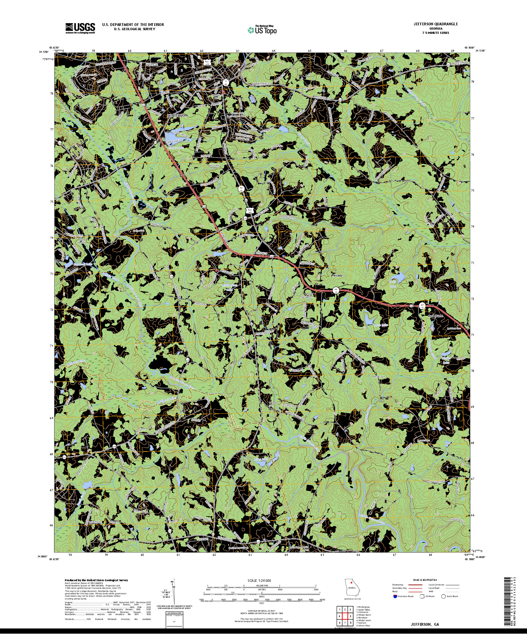 US TOPO 7.5-MINUTE MAP FOR JEFFERSON, GA