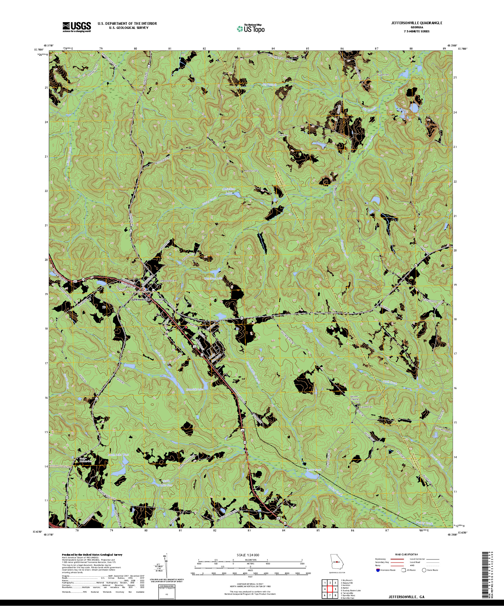 US TOPO 7.5-MINUTE MAP FOR JEFFERSONVILLE, GA