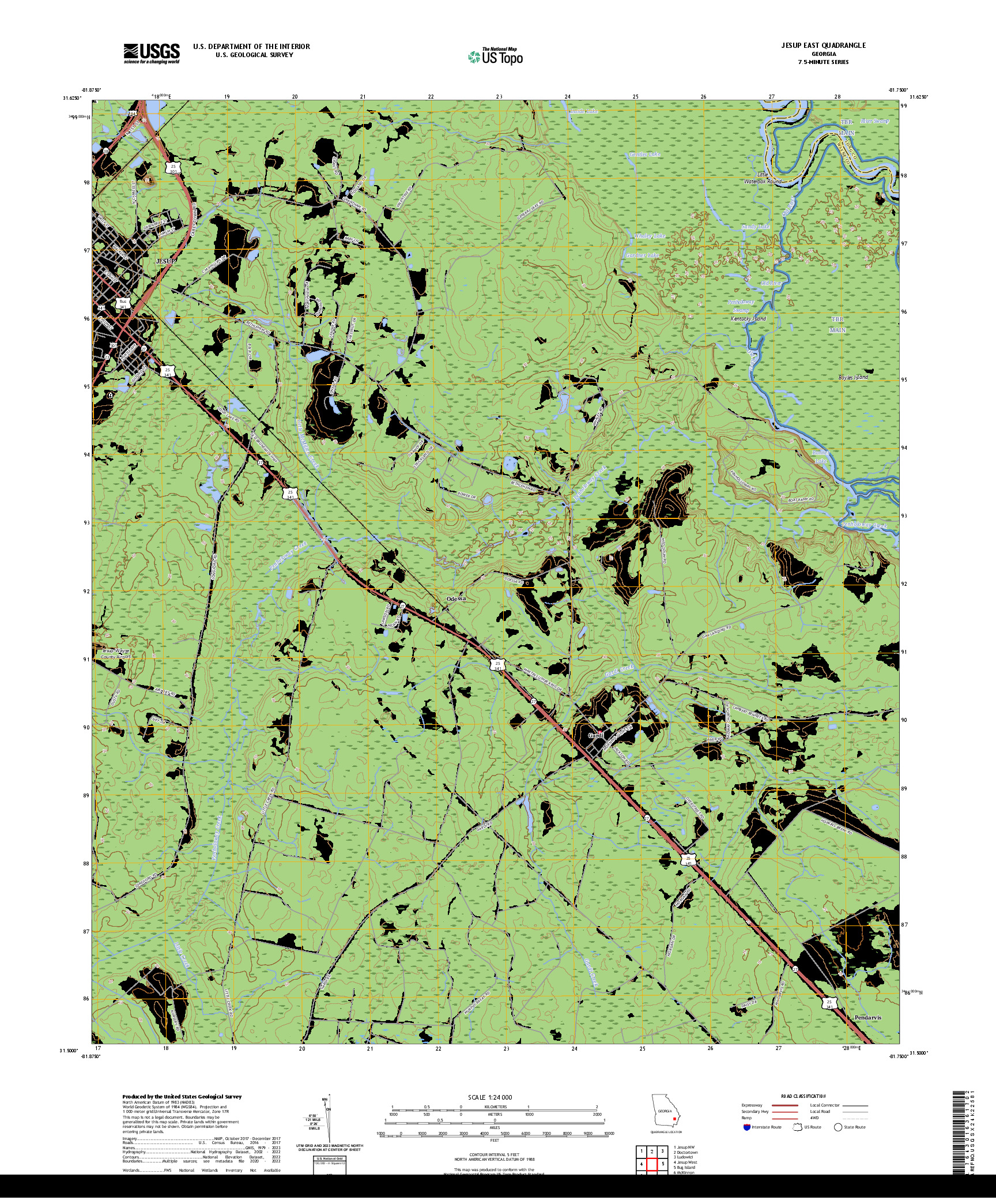 US TOPO 7.5-MINUTE MAP FOR JESUP EAST, GA
