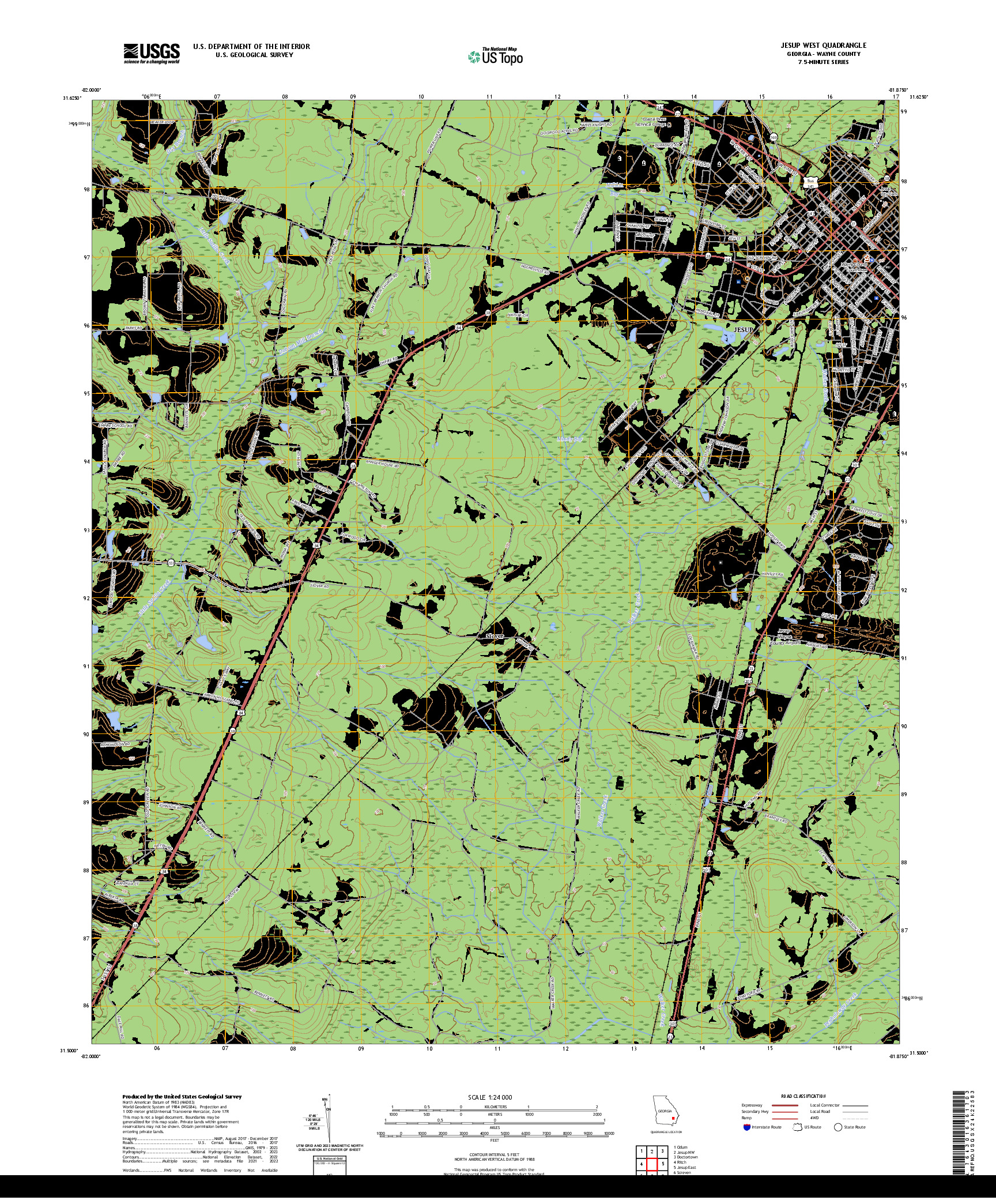 US TOPO 7.5-MINUTE MAP FOR JESUP WEST, GA