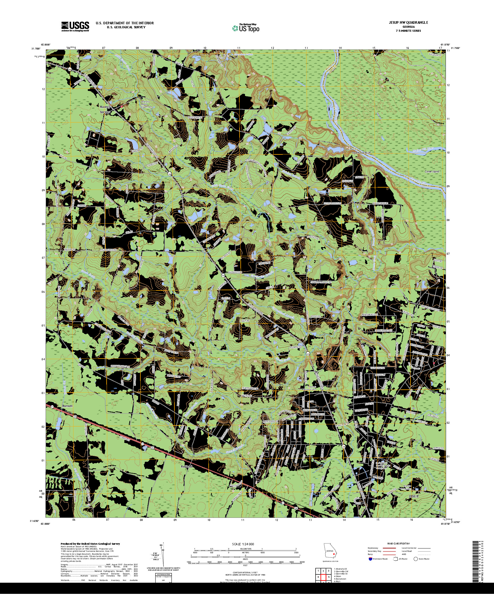 US TOPO 7.5-MINUTE MAP FOR JESUP NW, GA