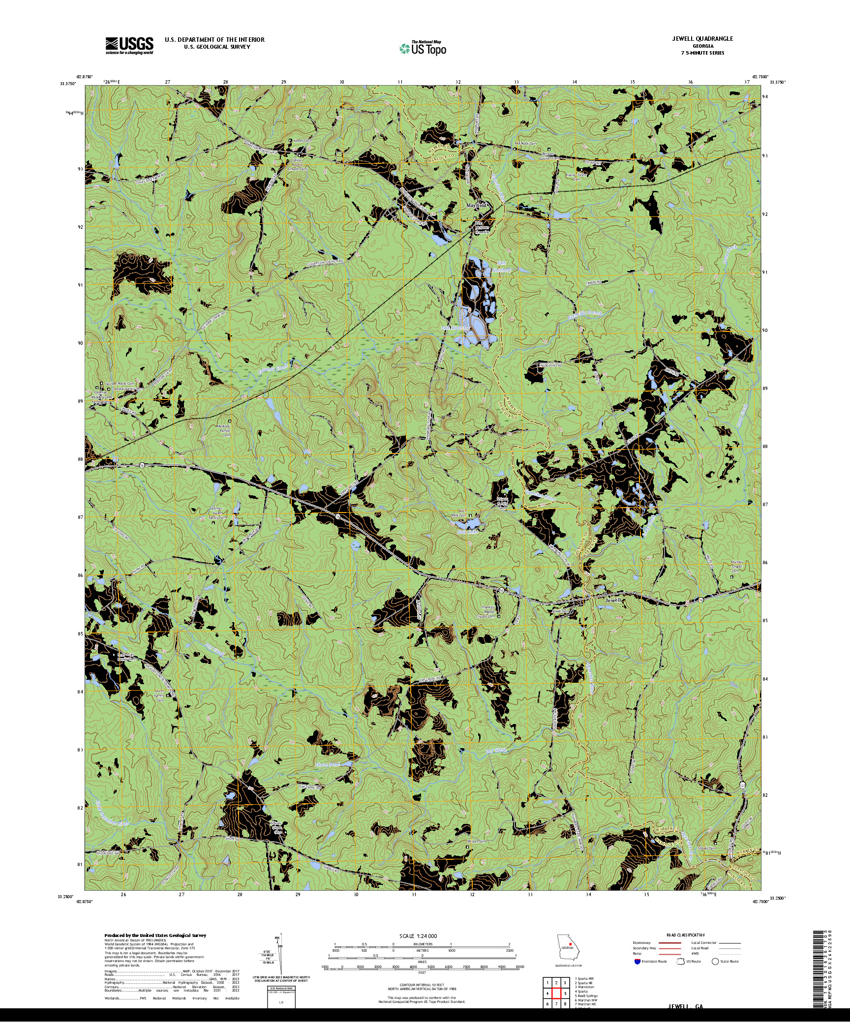 US TOPO 7.5-MINUTE MAP FOR JEWELL, GA