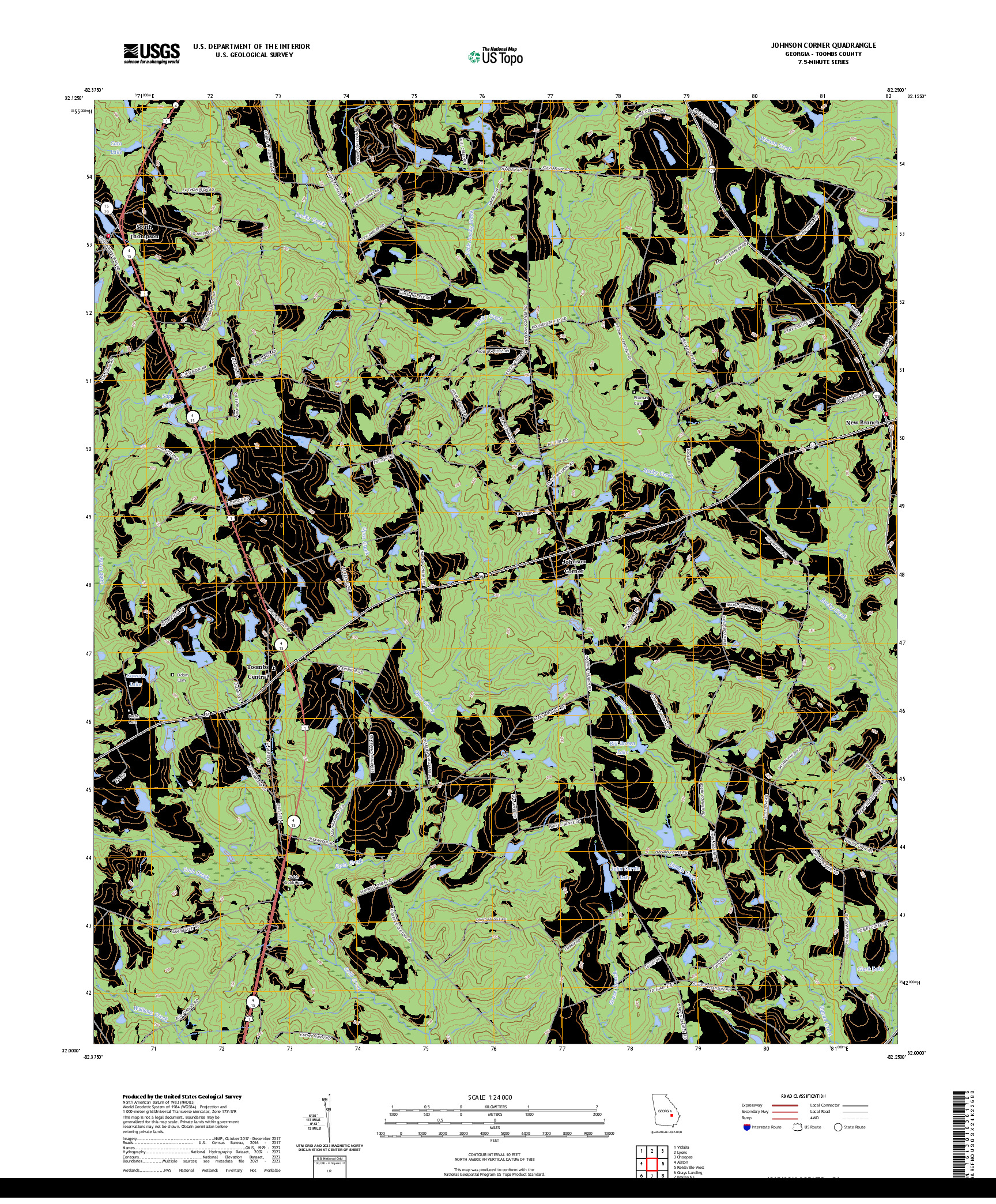 US TOPO 7.5-MINUTE MAP FOR JOHNSON CORNER, GA
