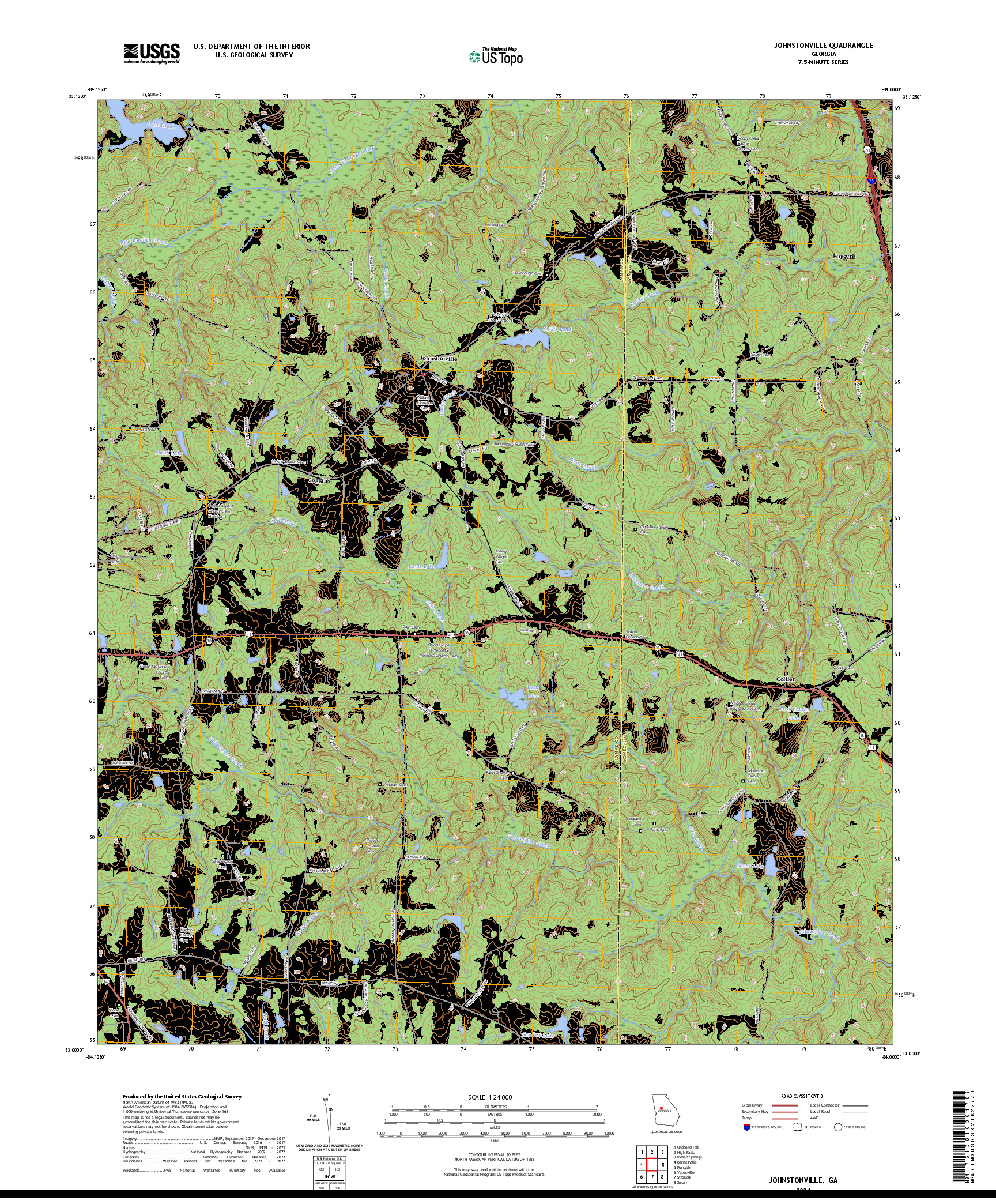 US TOPO 7.5-MINUTE MAP FOR JOHNSTONVILLE, GA