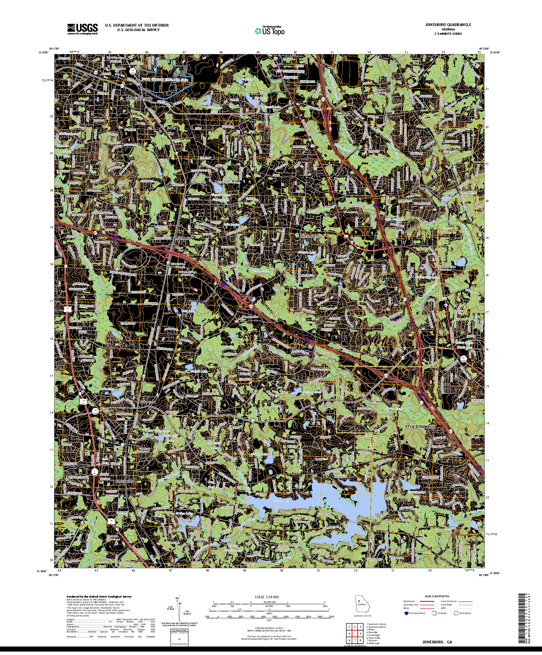 US TOPO 7.5-MINUTE MAP FOR JONESBORO, GA
