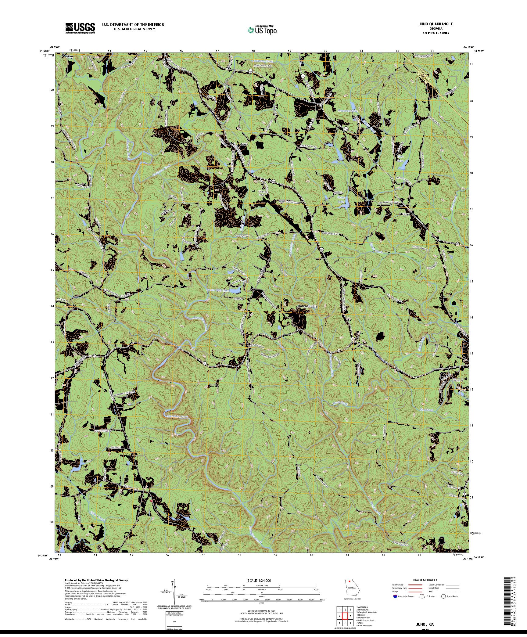 US TOPO 7.5-MINUTE MAP FOR JUNO, GA