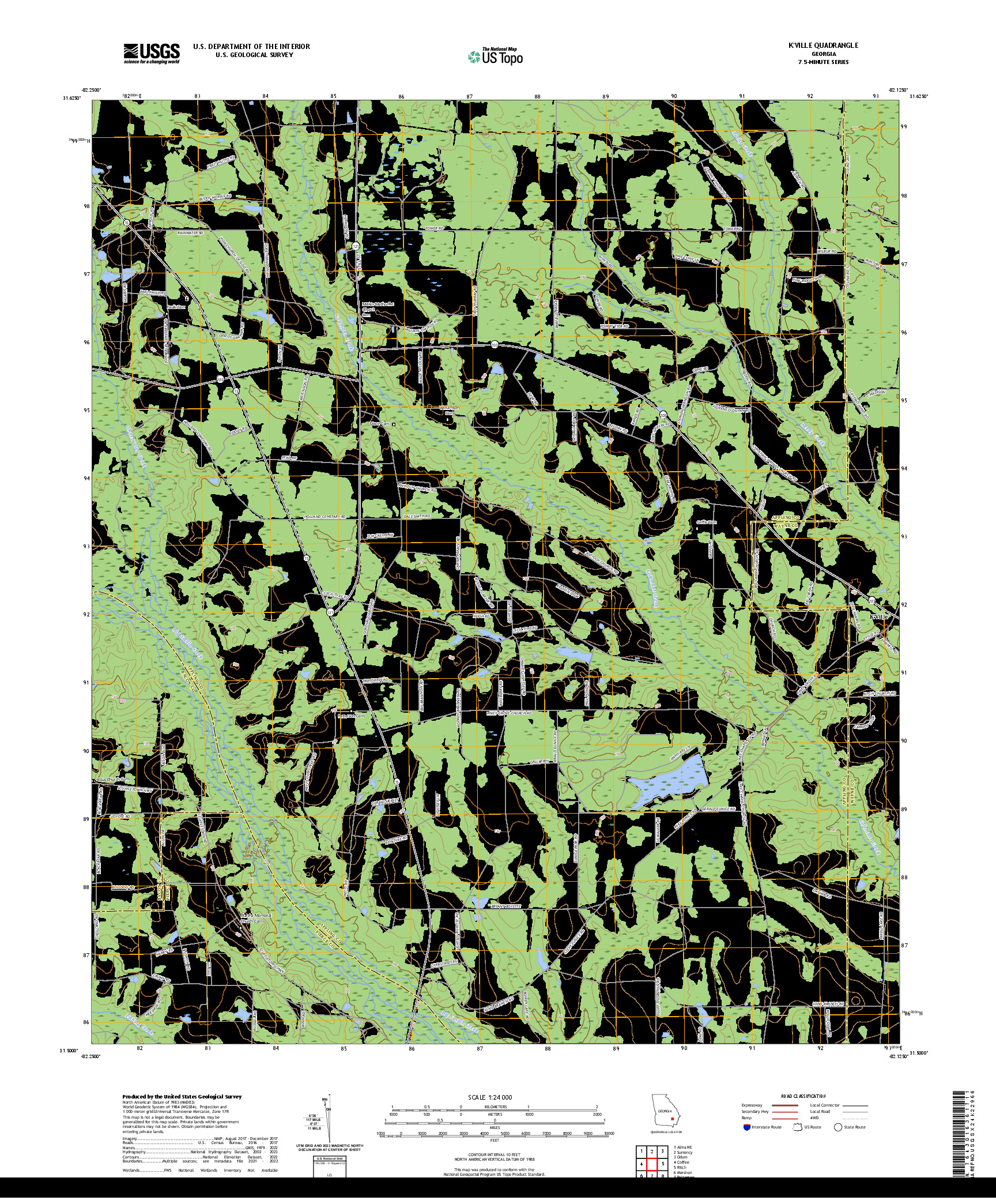US TOPO 7.5-MINUTE MAP FOR K'VILLE, GA