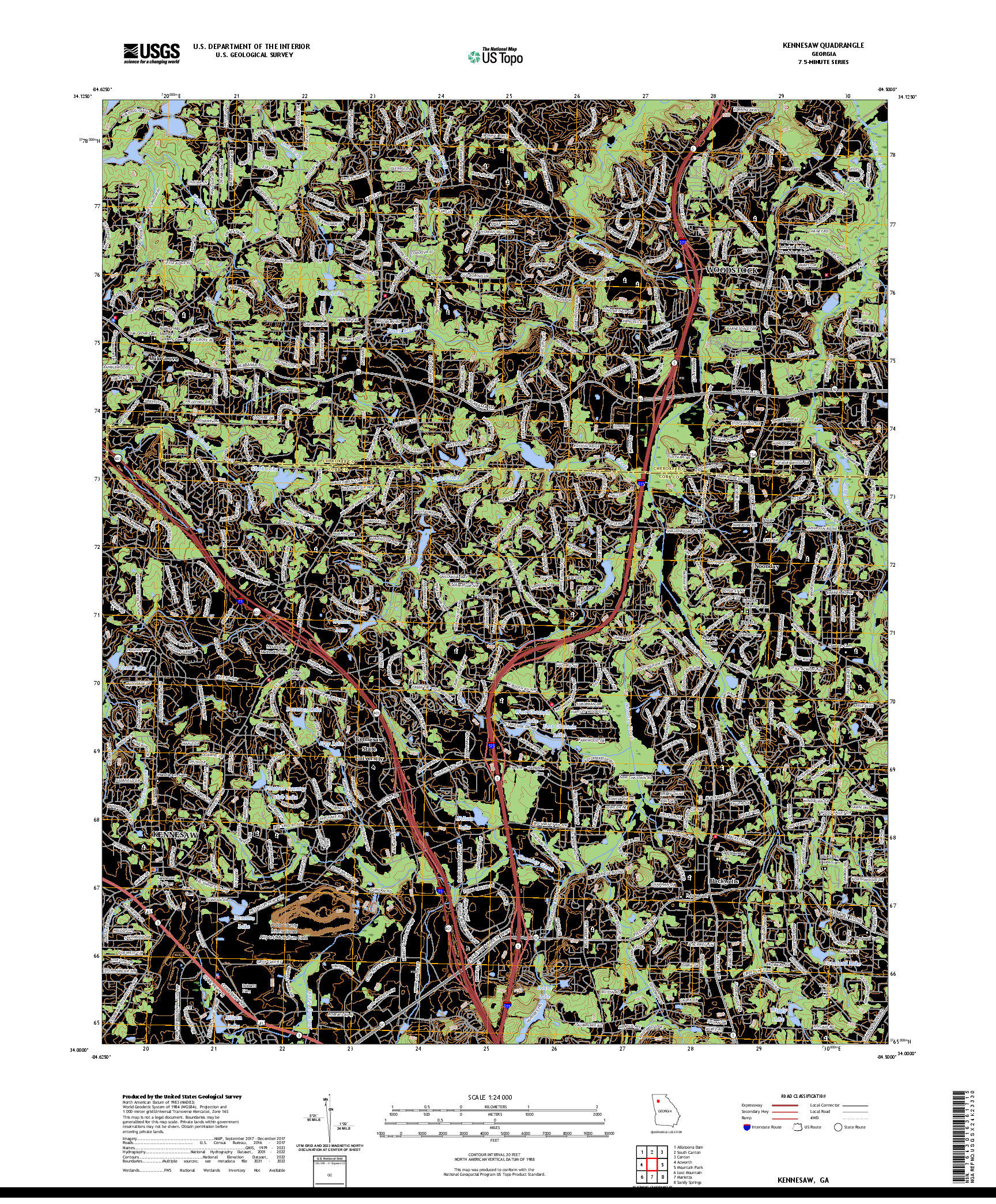US TOPO 7.5-MINUTE MAP FOR KENNESAW, GA