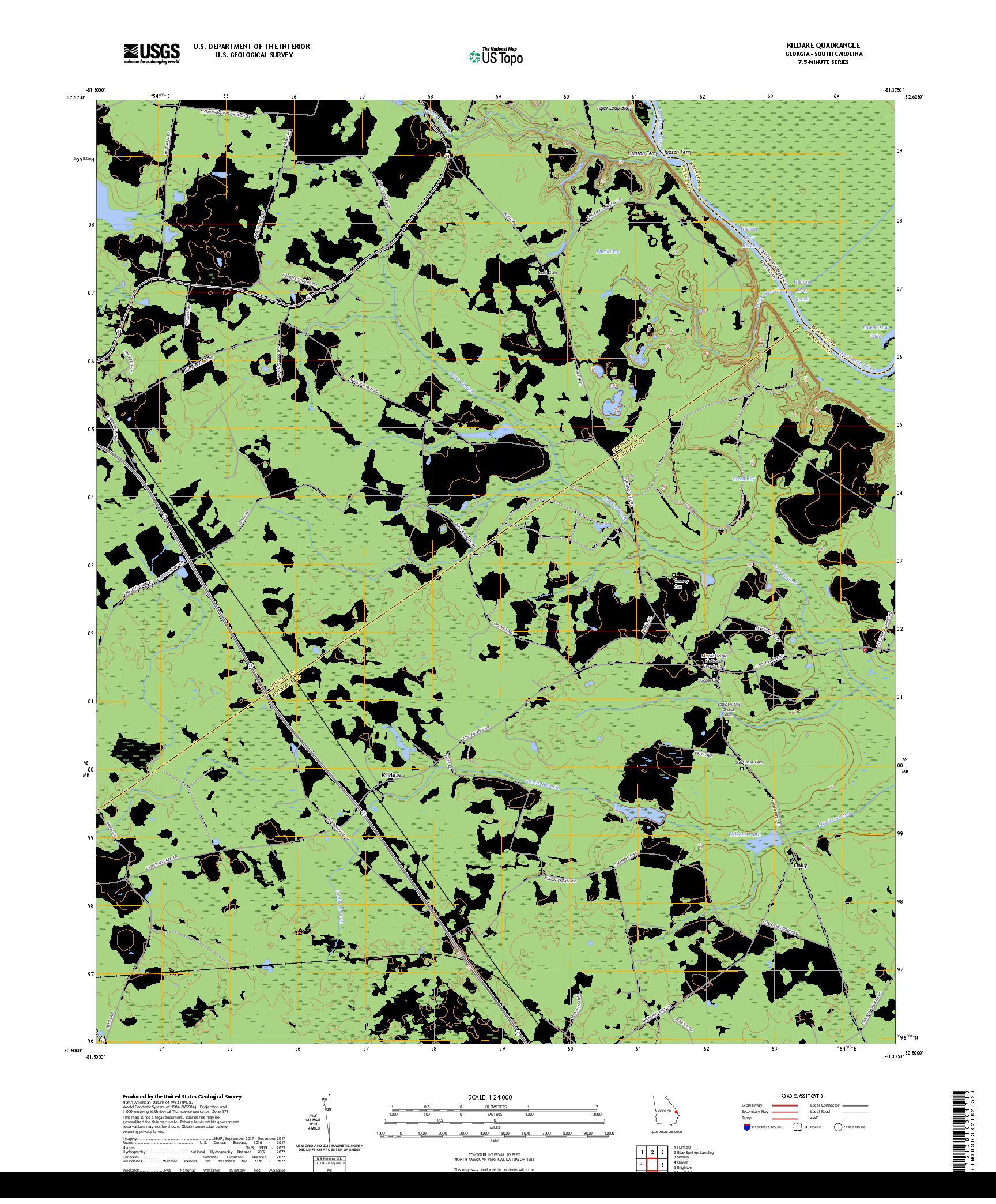 US TOPO 7.5-MINUTE MAP FOR KILDARE, GA,SC
