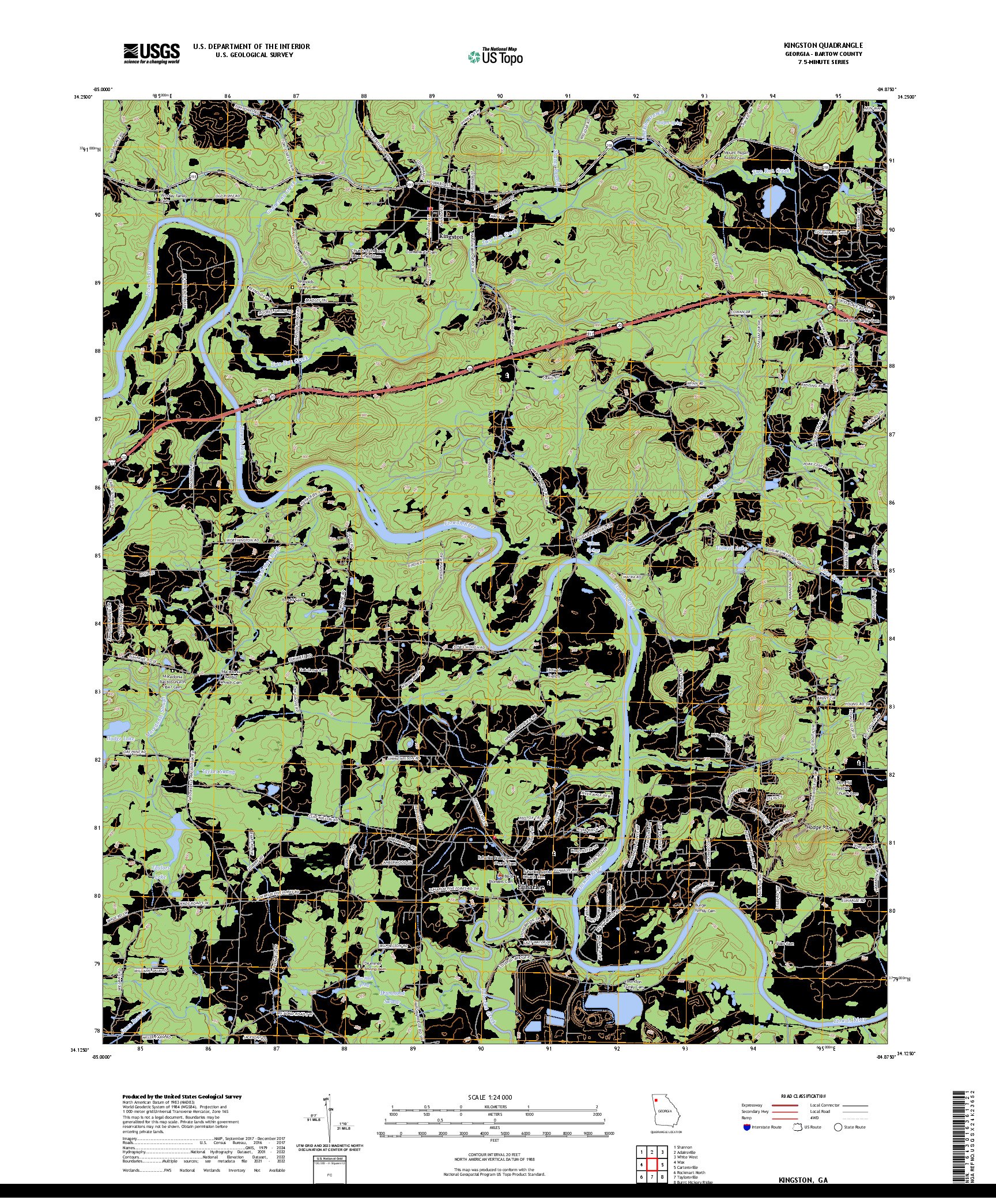 US TOPO 7.5-MINUTE MAP FOR KINGSTON, GA