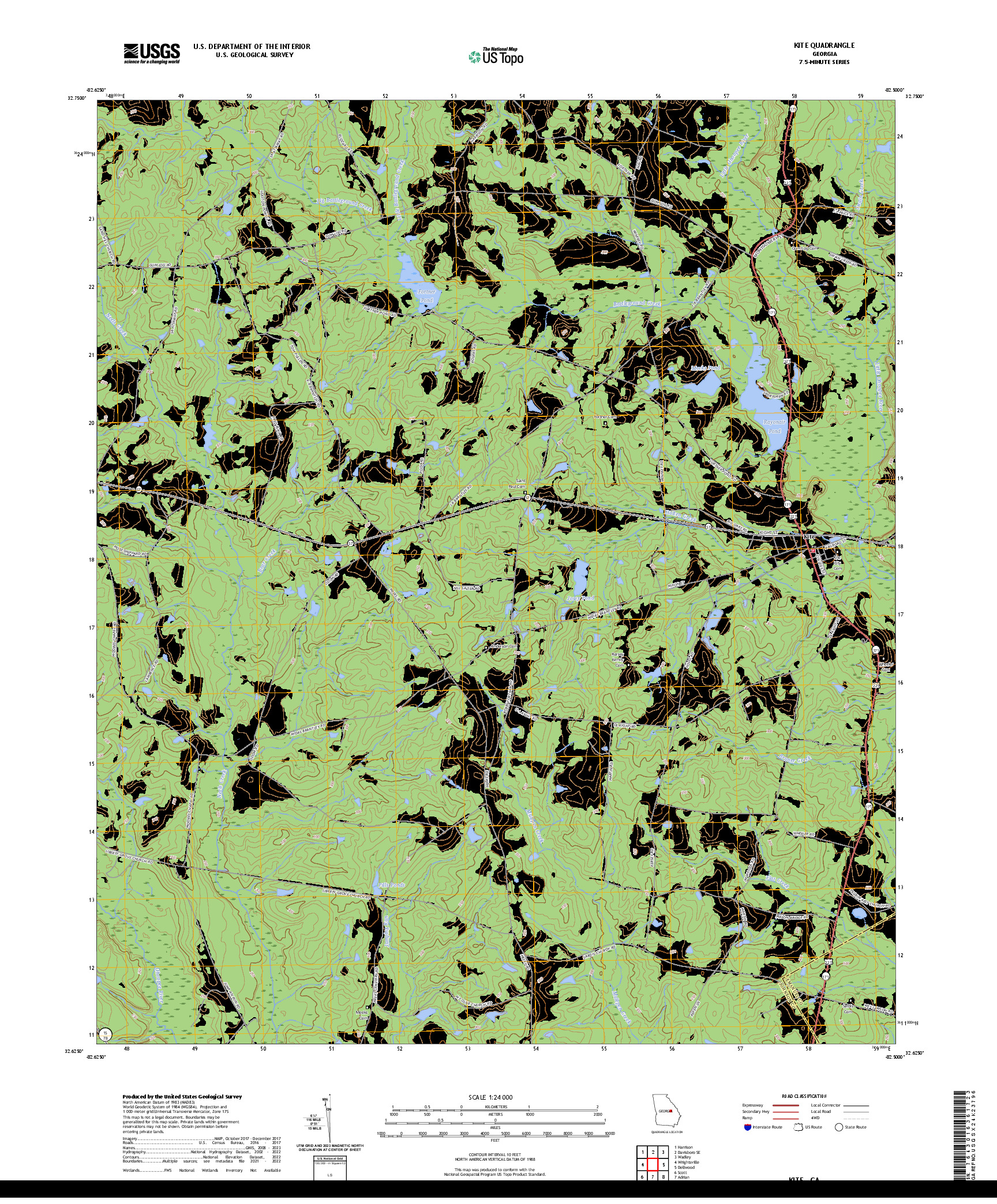 US TOPO 7.5-MINUTE MAP FOR KITE, GA