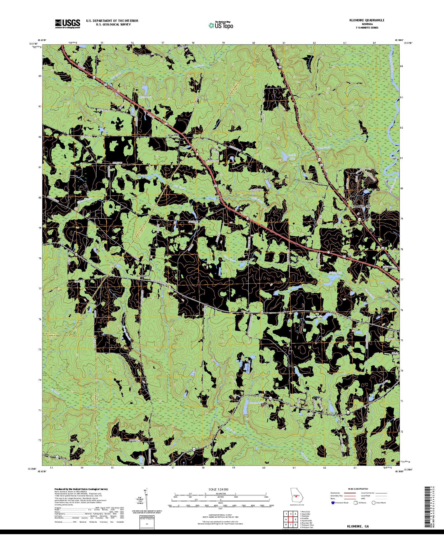 US TOPO 7.5-MINUTE MAP FOR KLONDIKE, GA