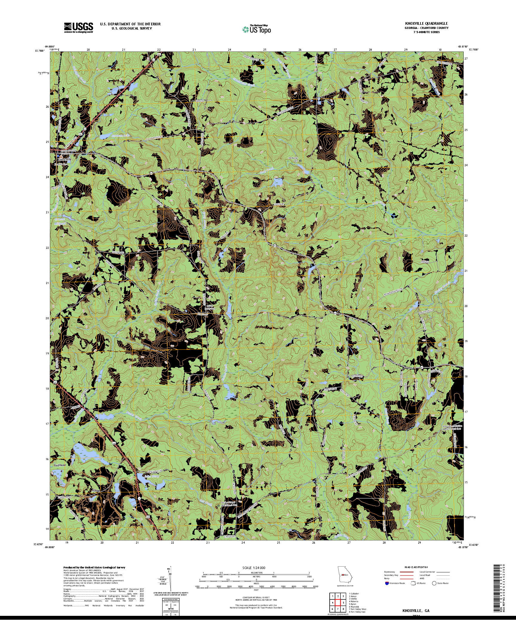 US TOPO 7.5-MINUTE MAP FOR KNOXVILLE, GA