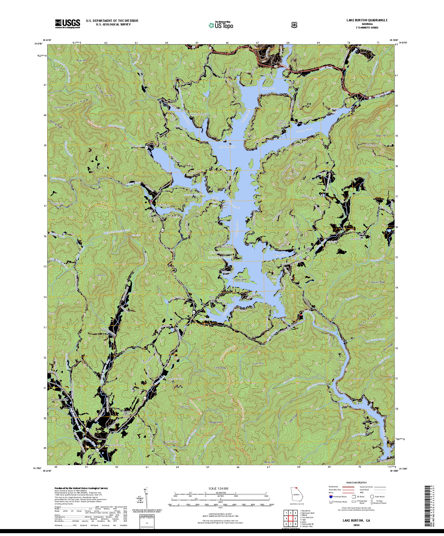 US TOPO 7.5-MINUTE MAP FOR LAKE BURTON, GA