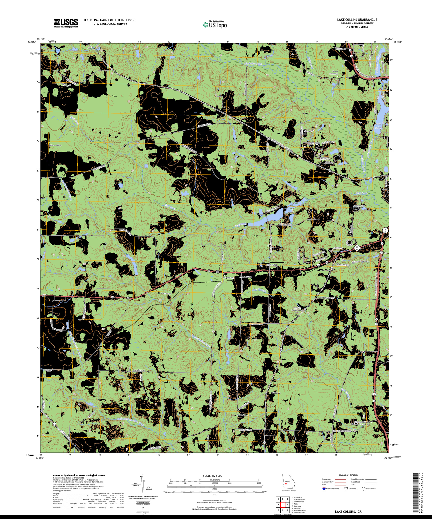 US TOPO 7.5-MINUTE MAP FOR LAKE COLLINS, GA