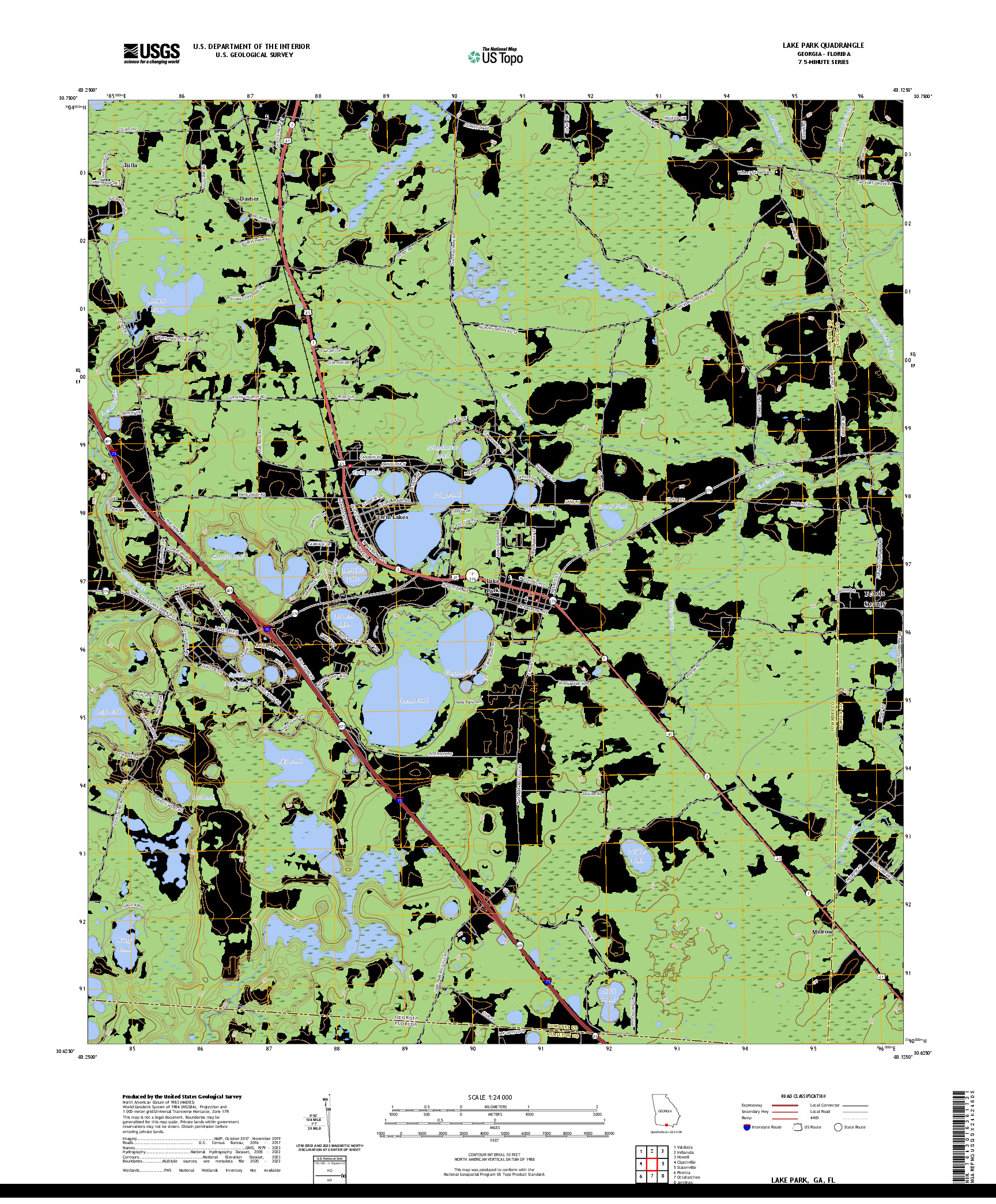 US TOPO 7.5-MINUTE MAP FOR LAKE PARK, GA,FL