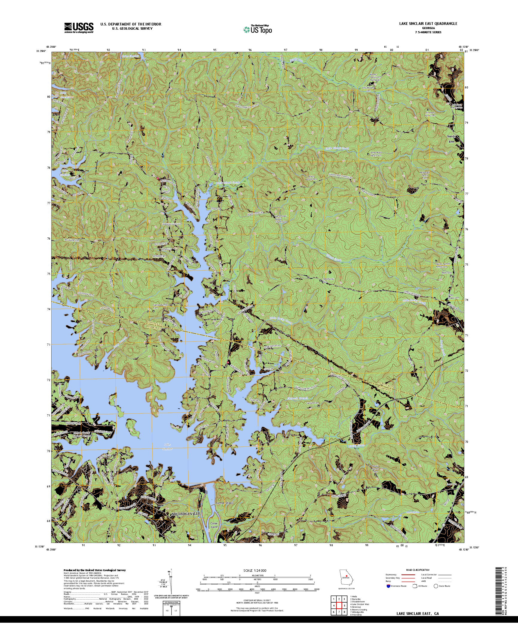 US TOPO 7.5-MINUTE MAP FOR LAKE SINCLAIR EAST, GA