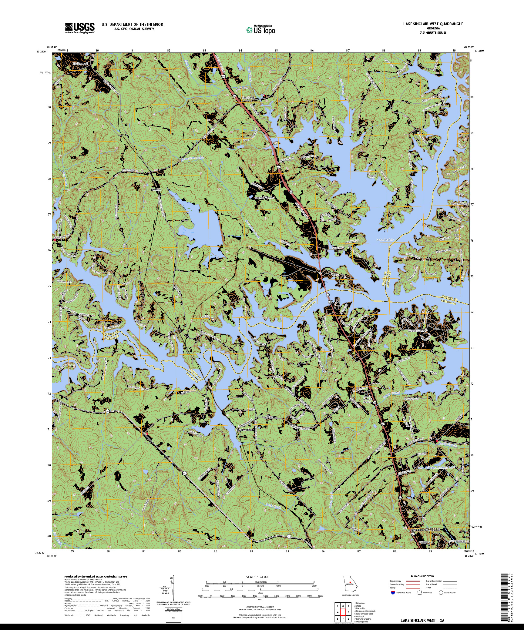 US TOPO 7.5-MINUTE MAP FOR LAKE SINCLAIR WEST, GA