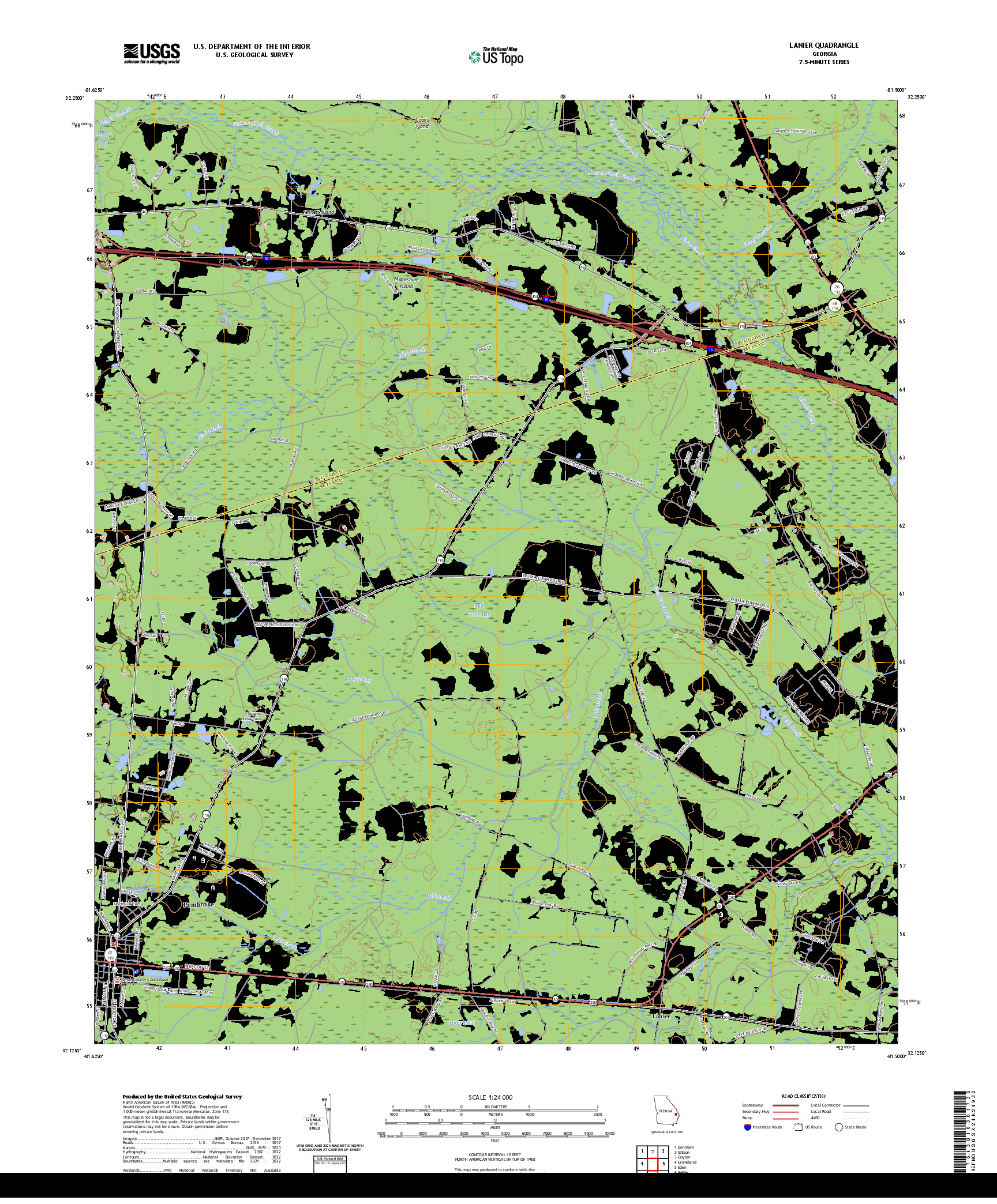 US TOPO 7.5-MINUTE MAP FOR LANIER, GA