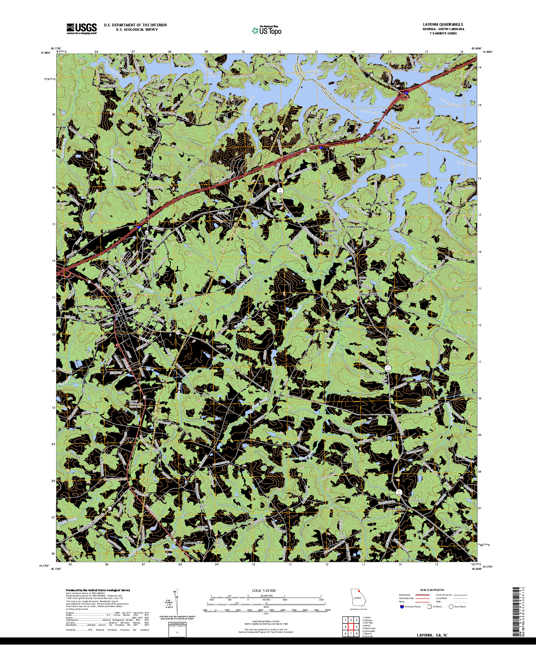 US TOPO 7.5-MINUTE MAP FOR LAVONIA, GA,SC