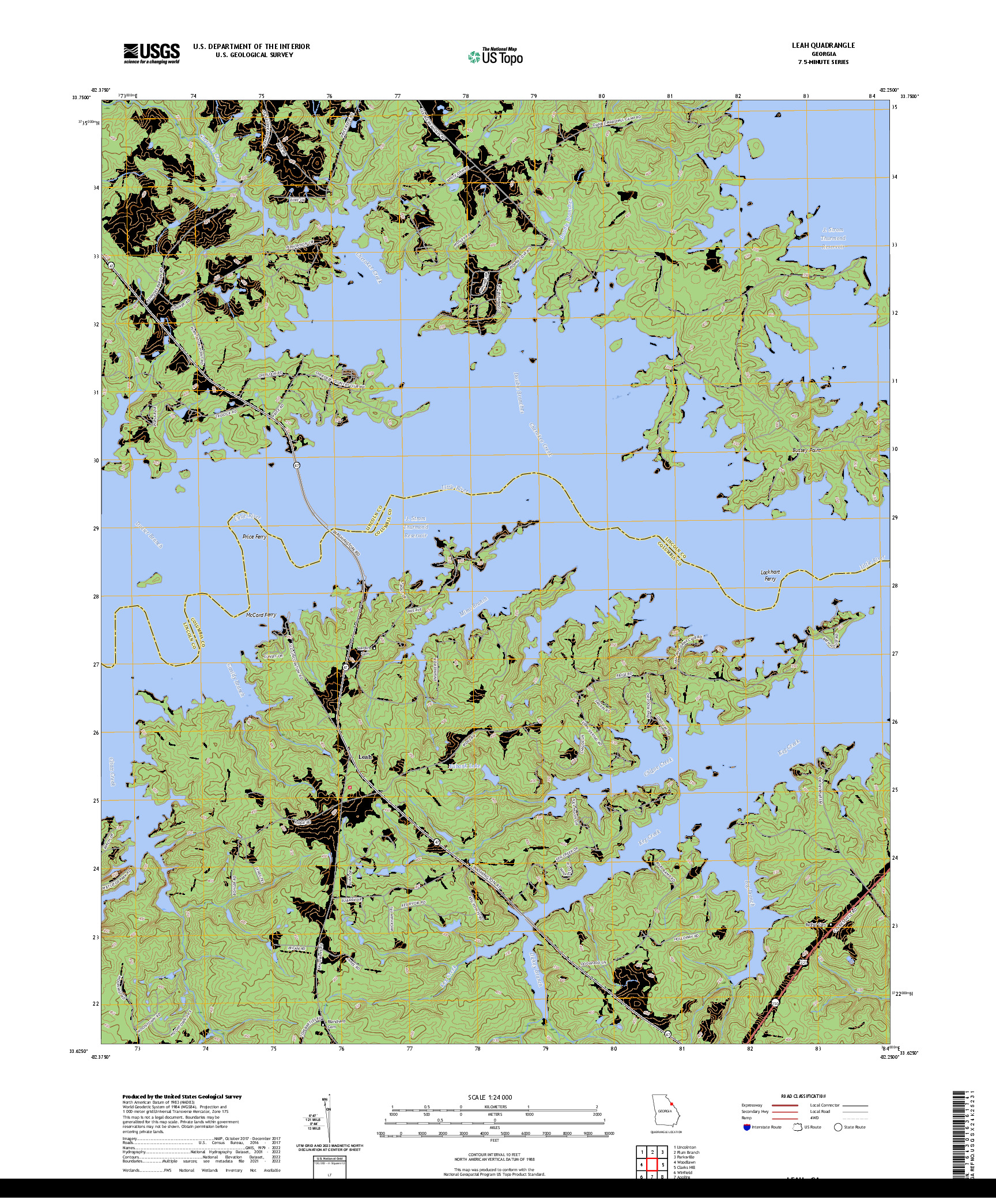 US TOPO 7.5-MINUTE MAP FOR LEAH, GA