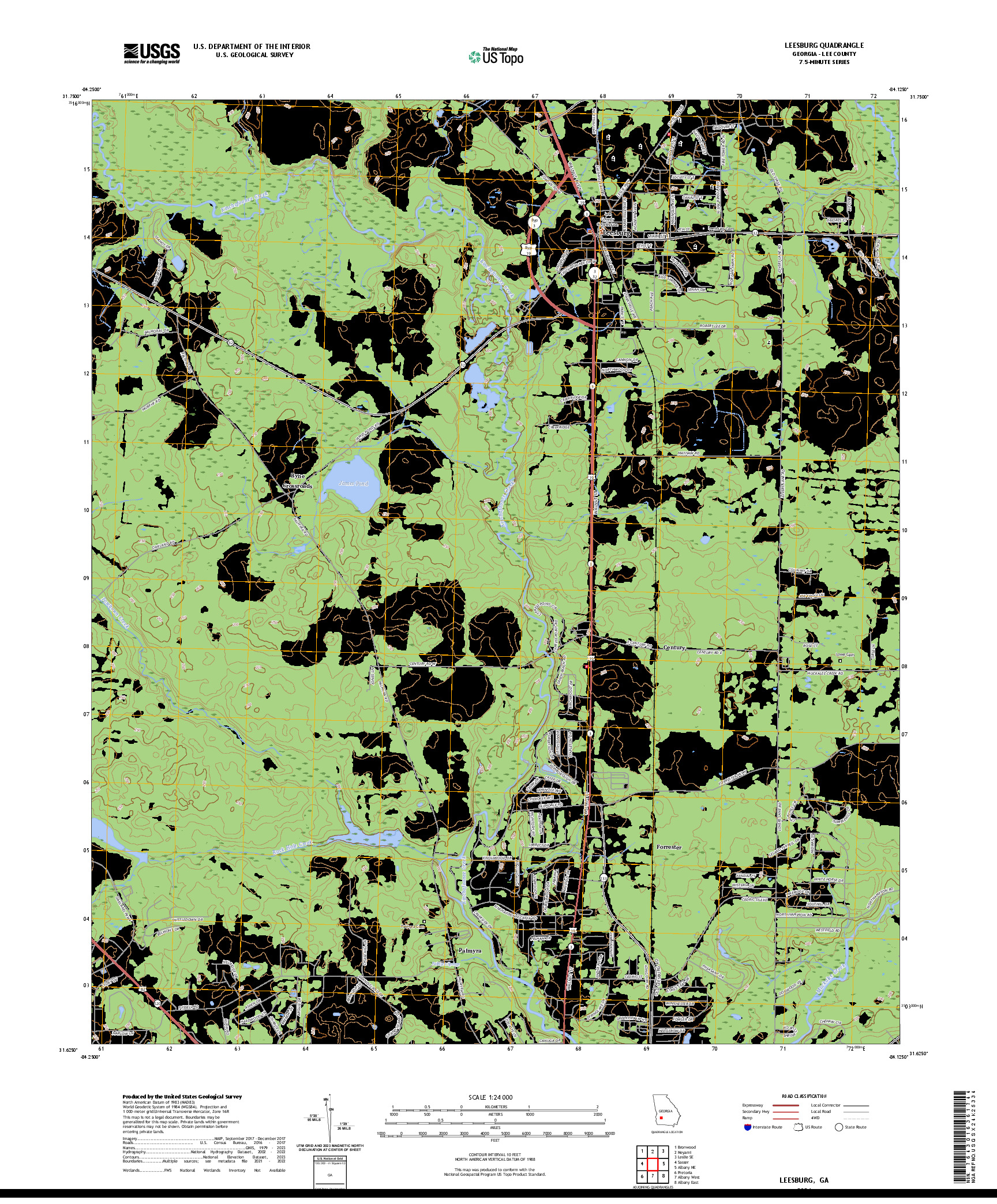 US TOPO 7.5-MINUTE MAP FOR LEESBURG, GA