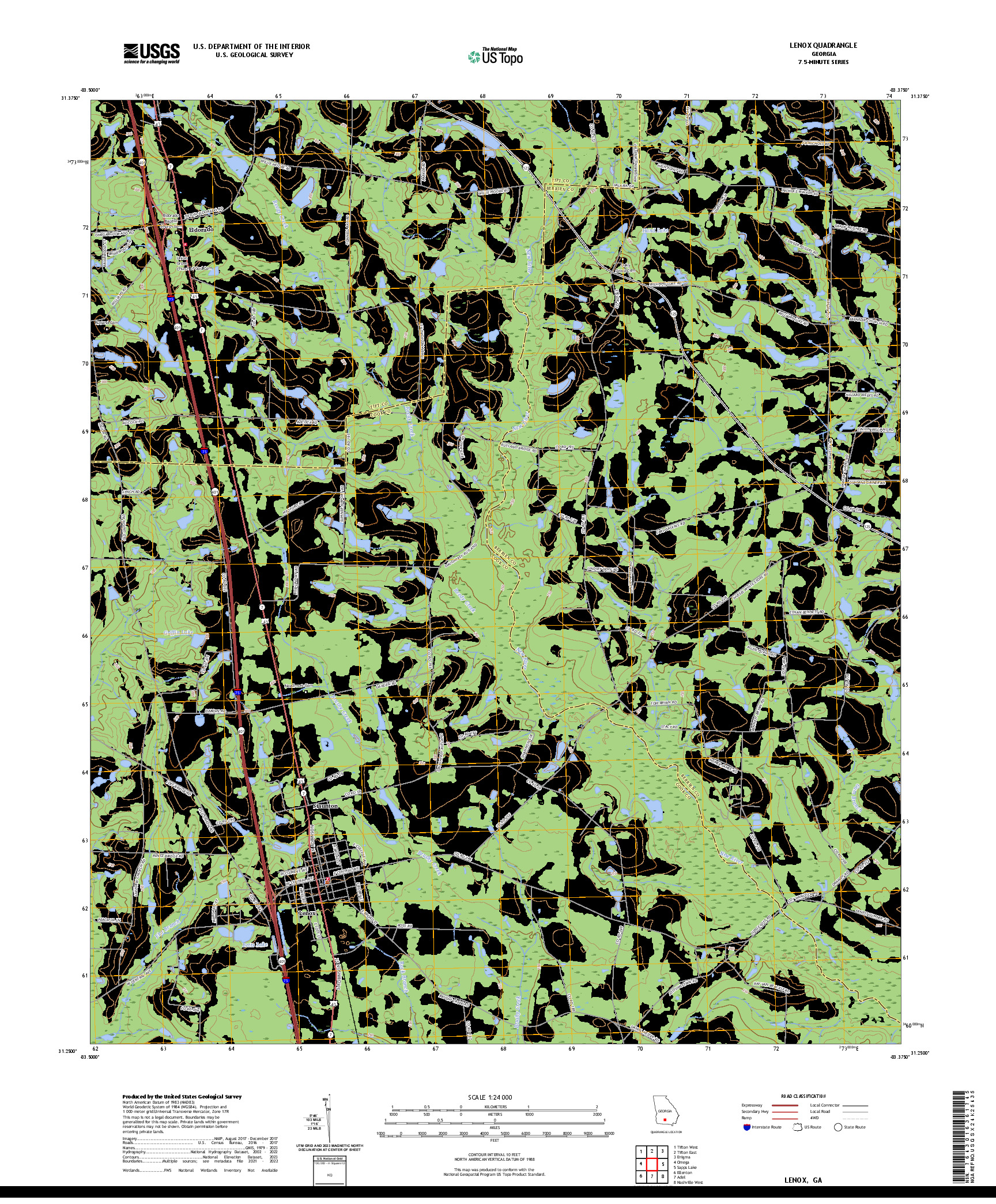US TOPO 7.5-MINUTE MAP FOR LENOX, GA