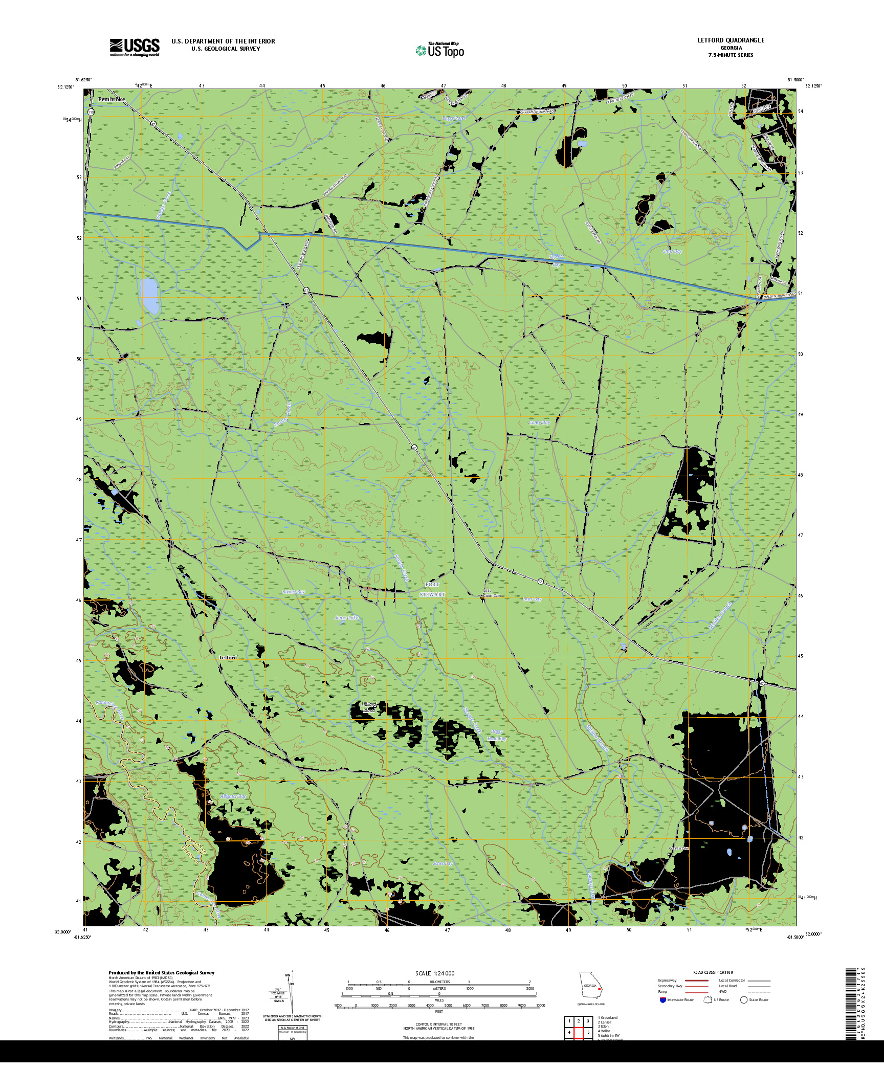 US TOPO 7.5-MINUTE MAP FOR LETFORD, GA