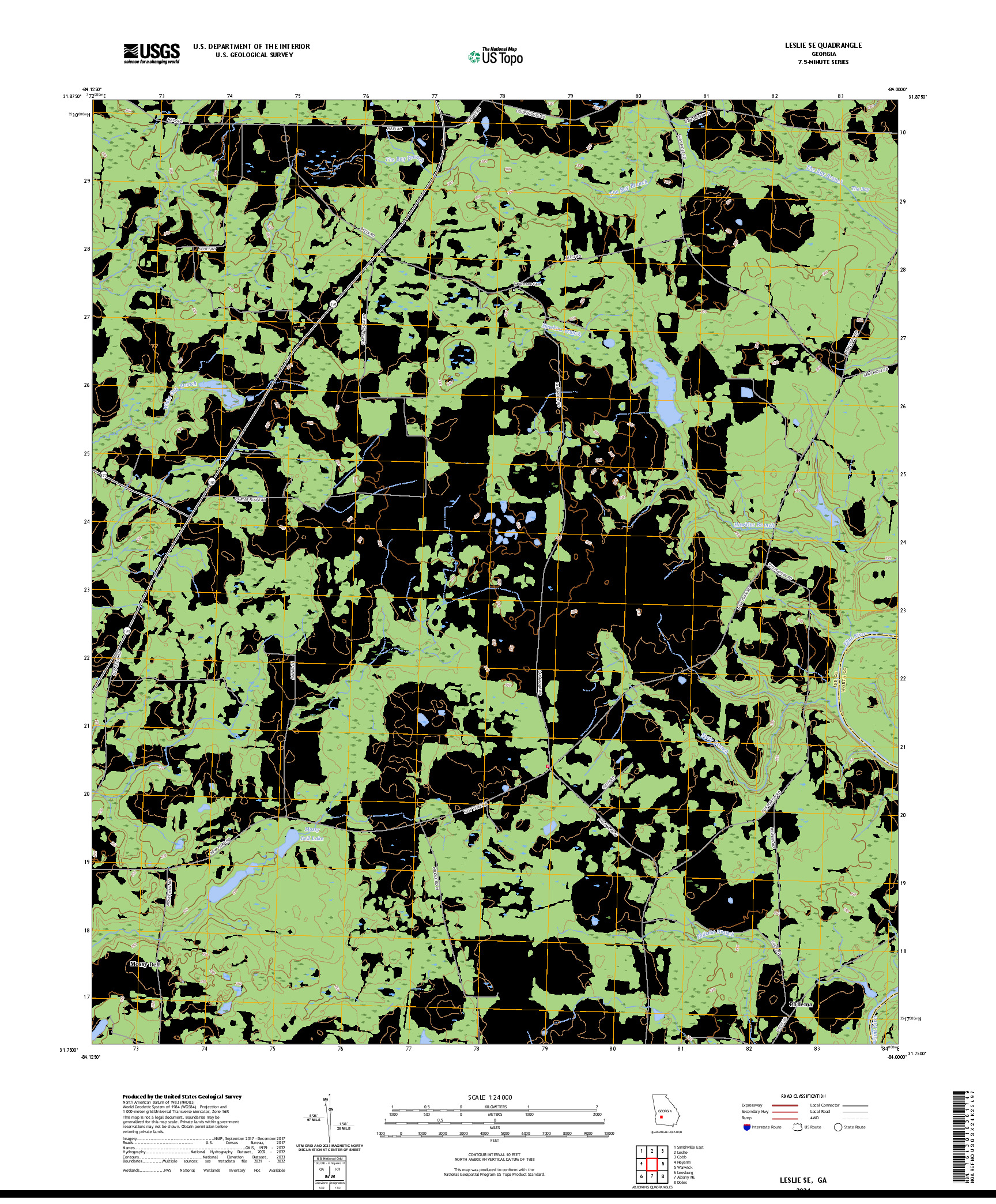 US TOPO 7.5-MINUTE MAP FOR LESLIE SE, GA
