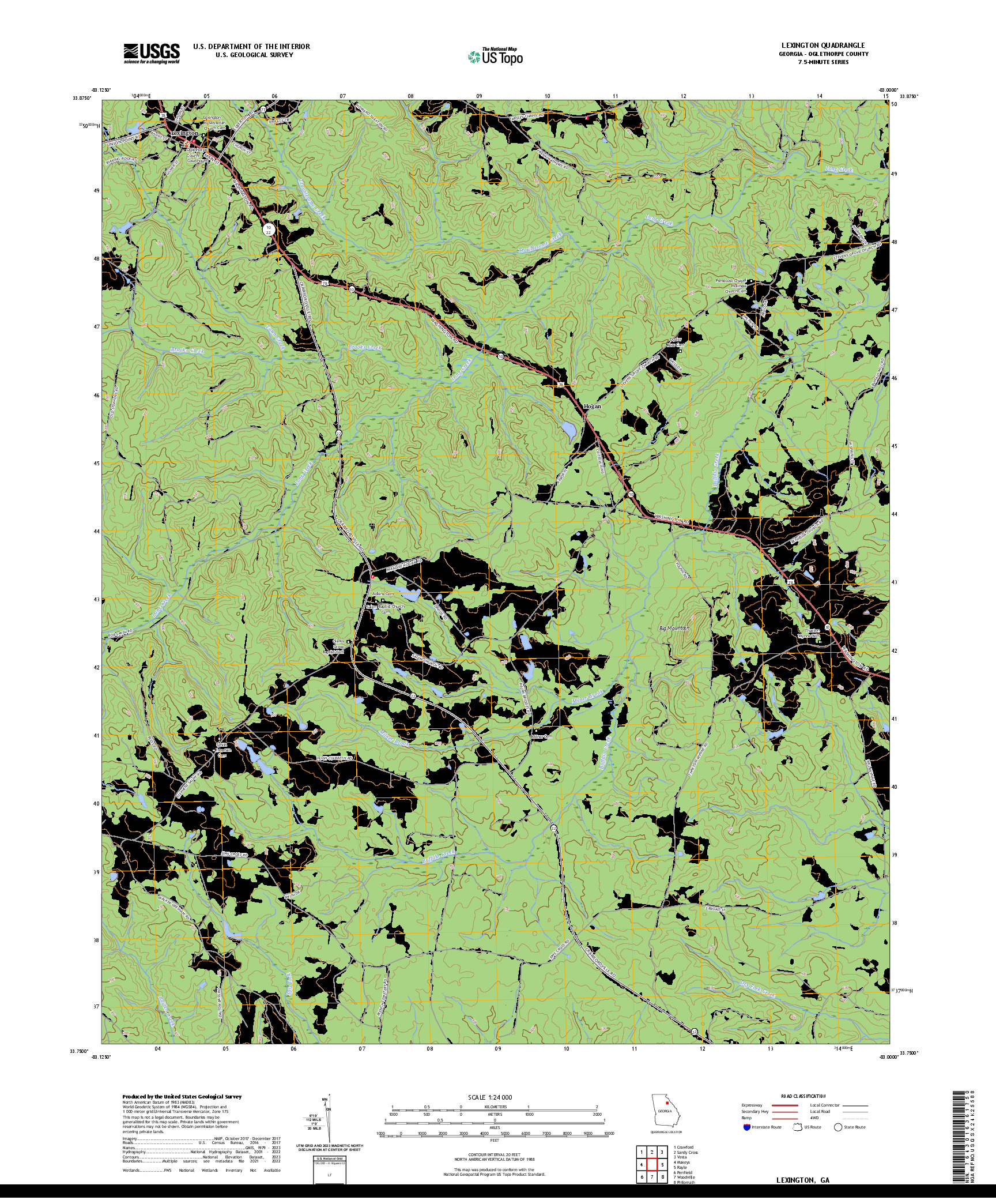 US TOPO 7.5-MINUTE MAP FOR LEXINGTON, GA