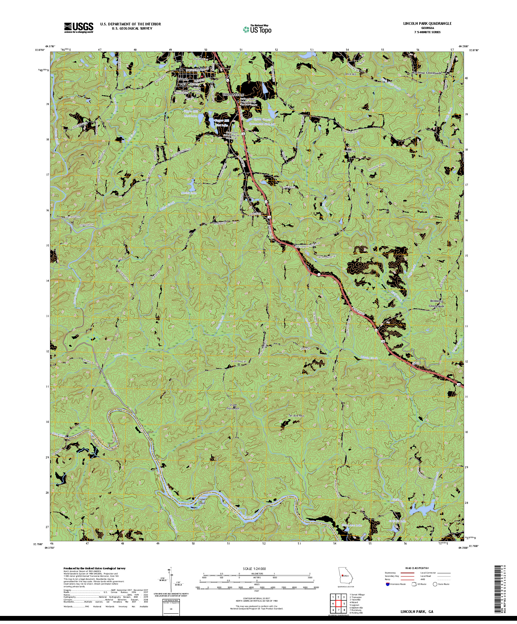 US TOPO 7.5-MINUTE MAP FOR LINCOLN PARK, GA