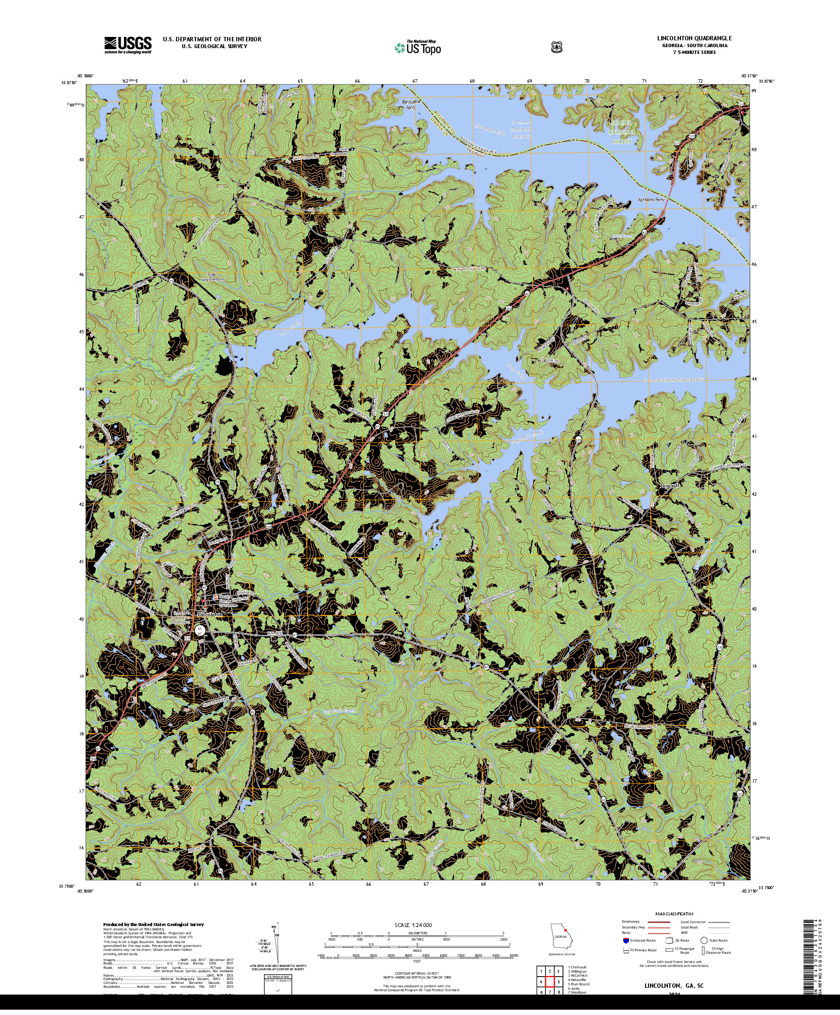 US TOPO 7.5-MINUTE MAP FOR LINCOLNTON, GA,SC