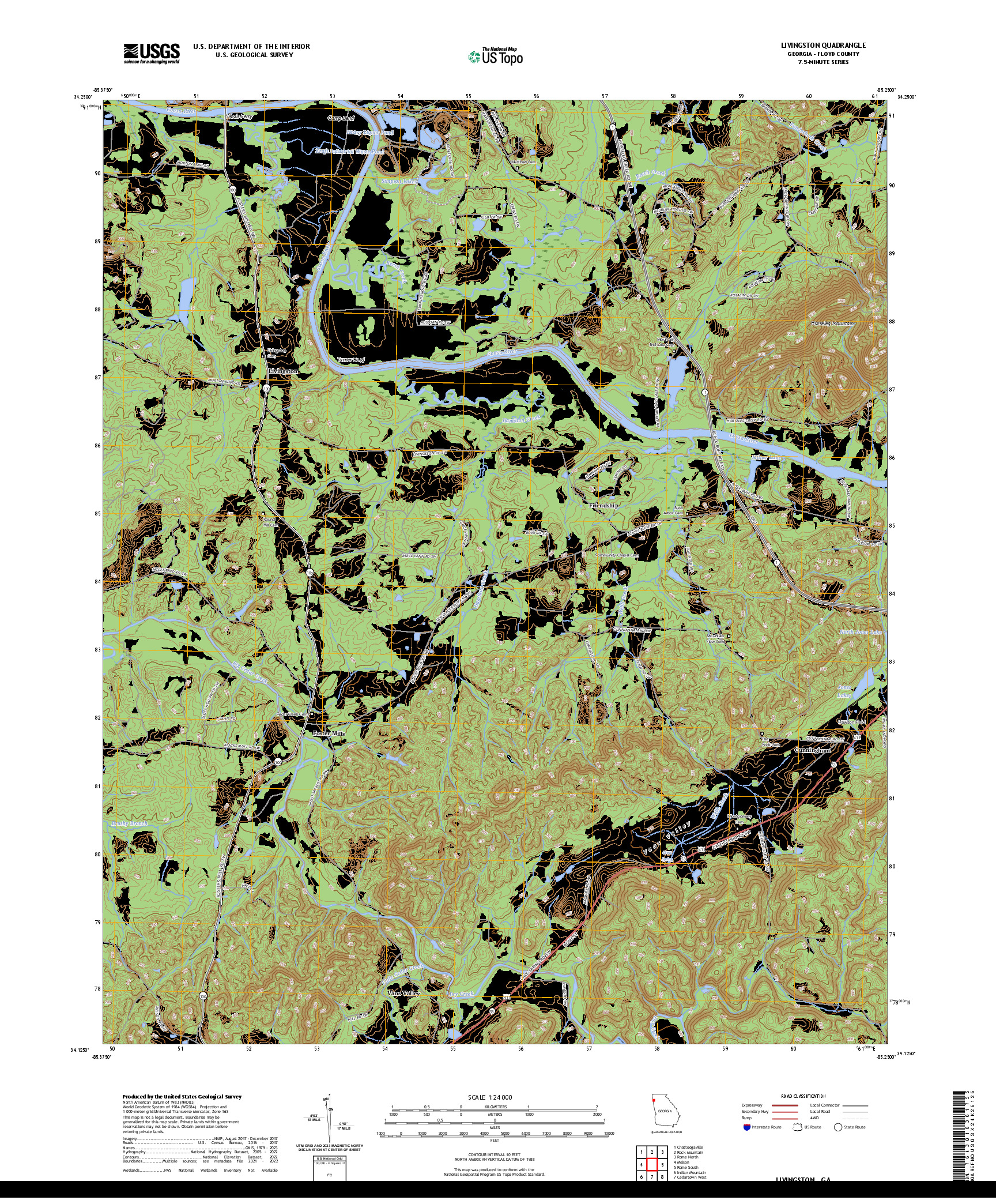 US TOPO 7.5-MINUTE MAP FOR LIVINGSTON, GA